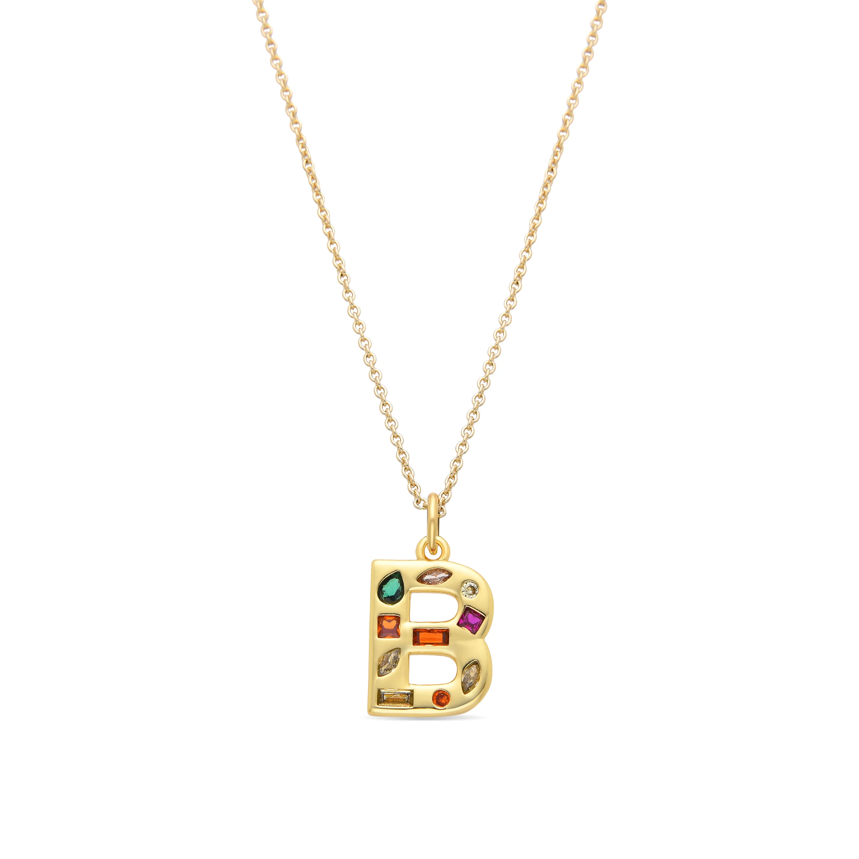 Collar con Circonita Multicolor acabado oro 18k - Alphabet - Image 5