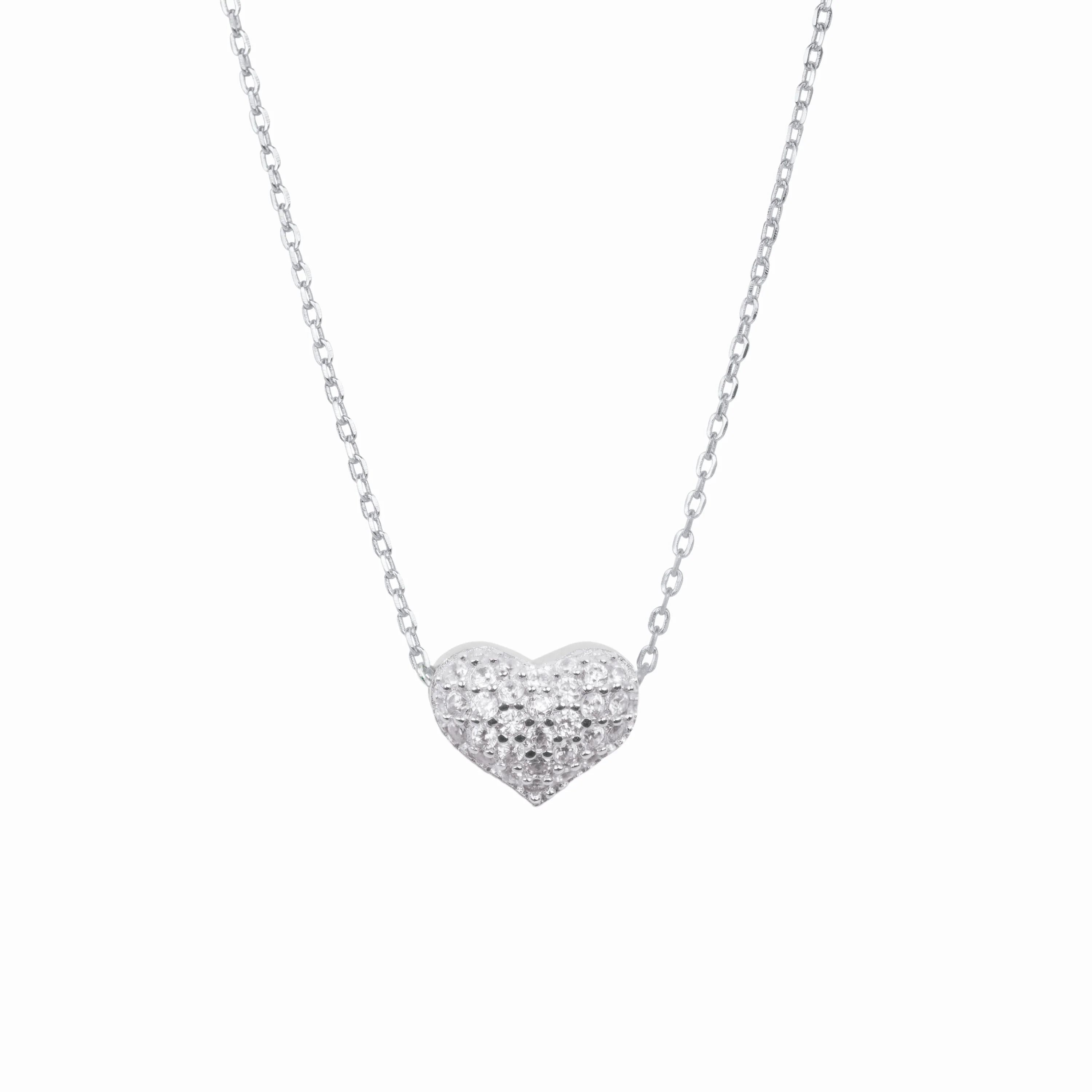 Collar de Plata de Ley 925 con Circonita Brillante acabado en rodio - Amor