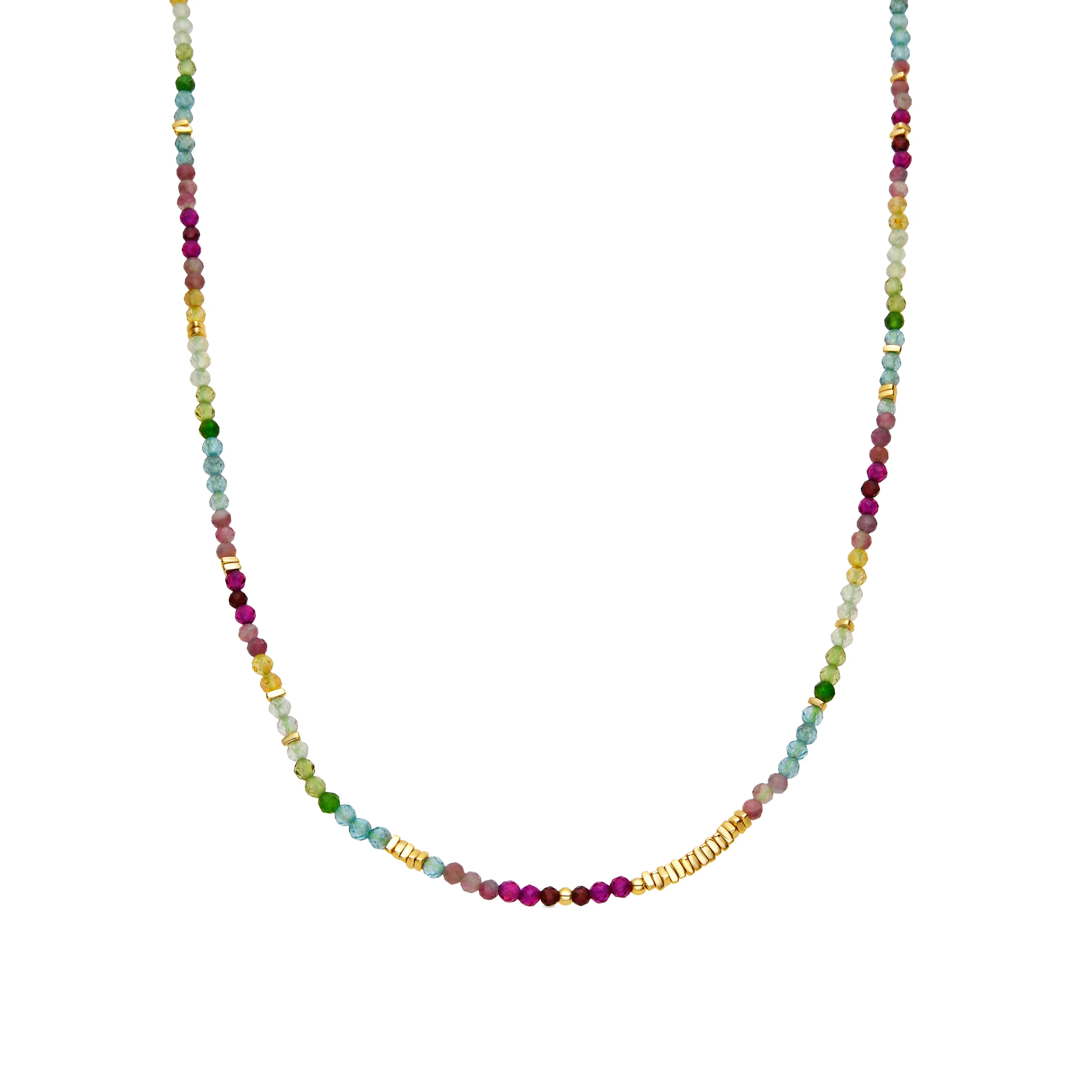 Collar de Plata de Ley 925 y Cristal Multicolor acabado oro amarillo de 18k - Ane