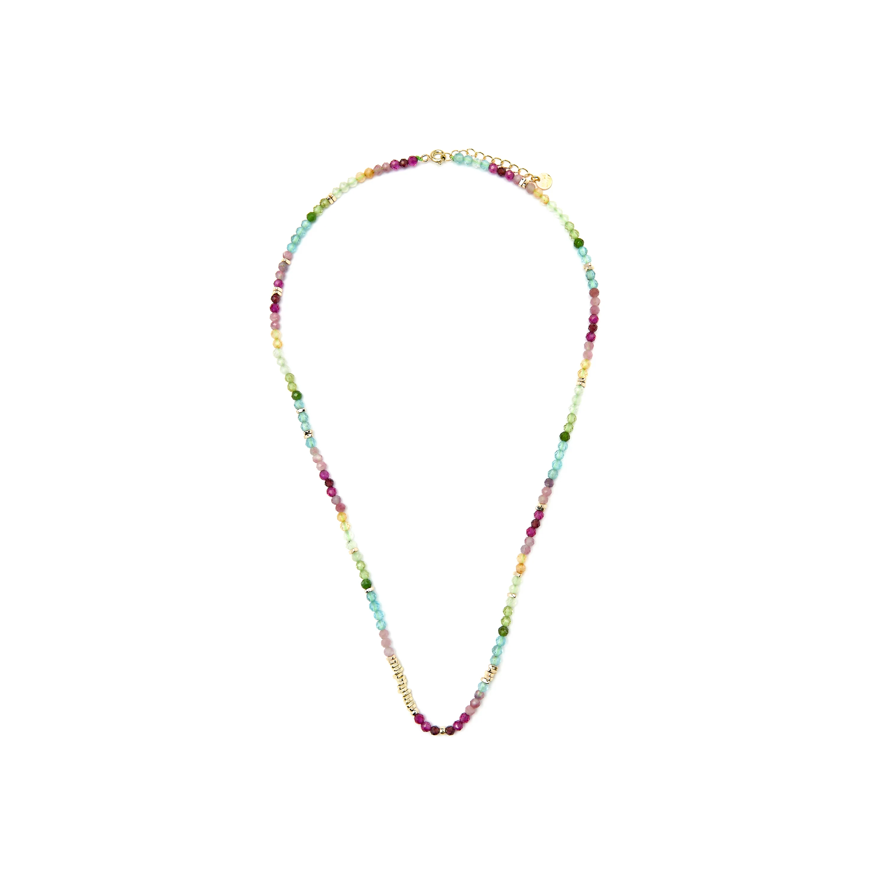 Collar de Plata de Ley 925 y Cristal Multicolor acabado oro amarillo de 18k - Ane - Image 3