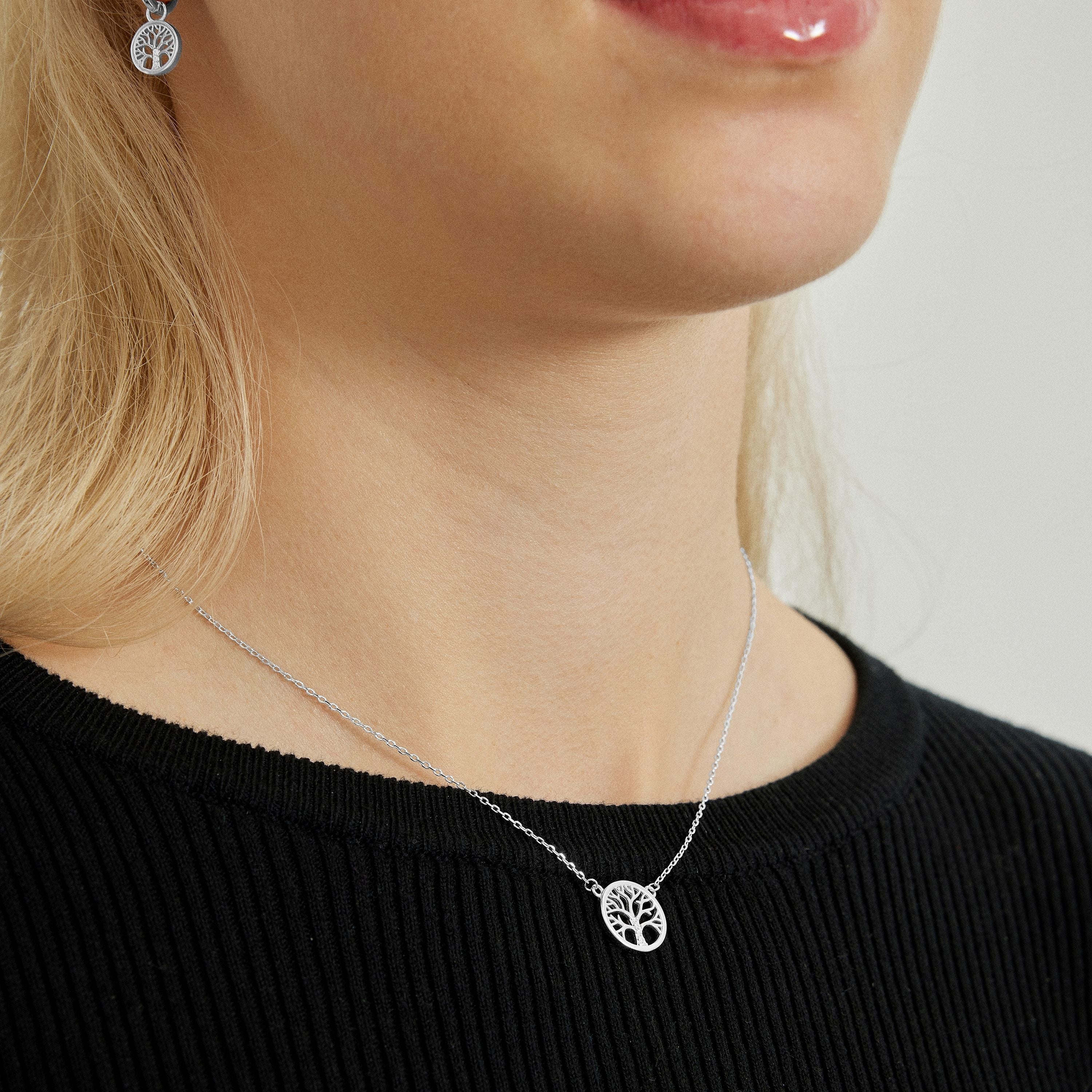 Collar de Plata de Ley 925 con Circonita Brillante acabado en rodio - Arbol Vida - Image 5