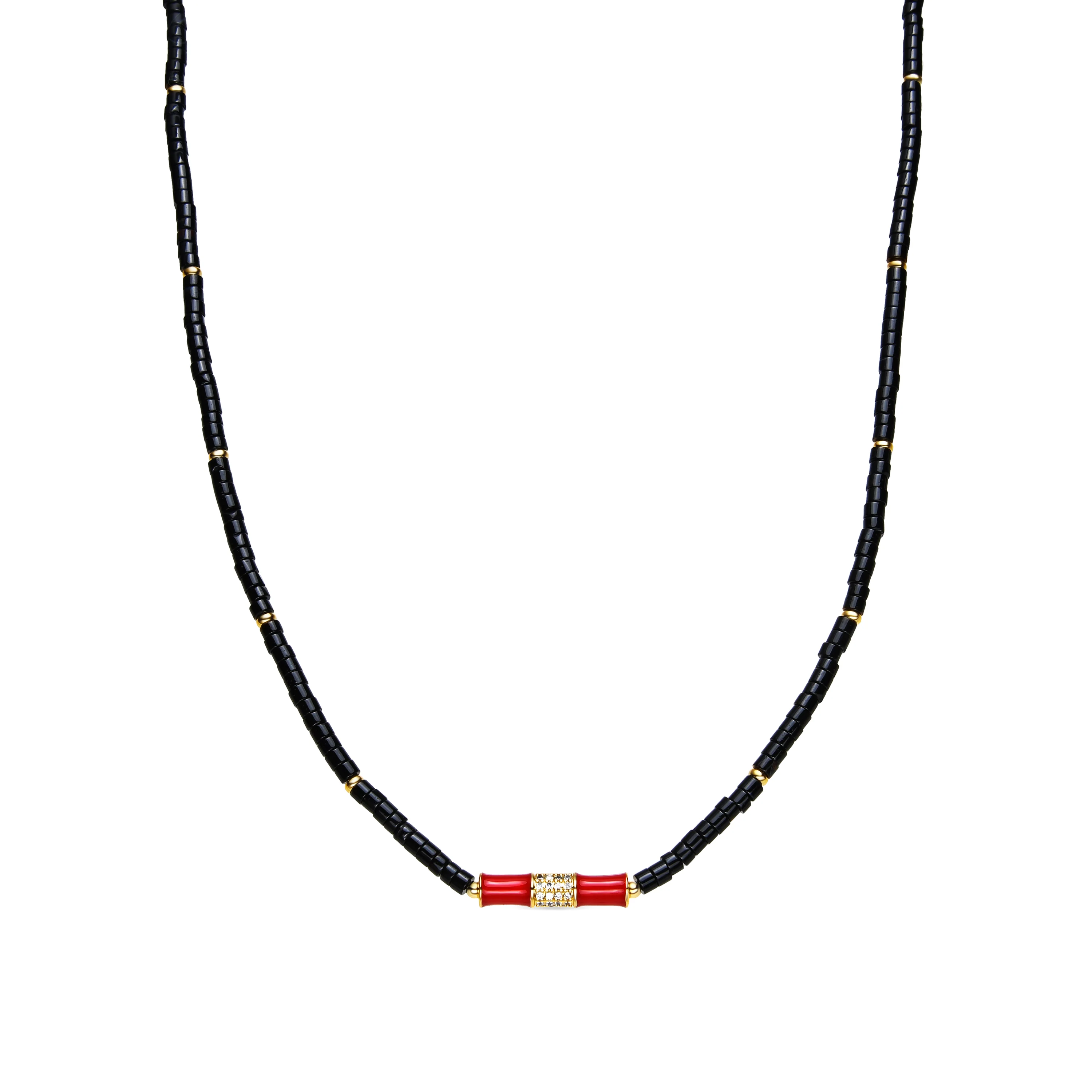 Collar acabado oro amarillo de 18k y Jade Verde - Asmi