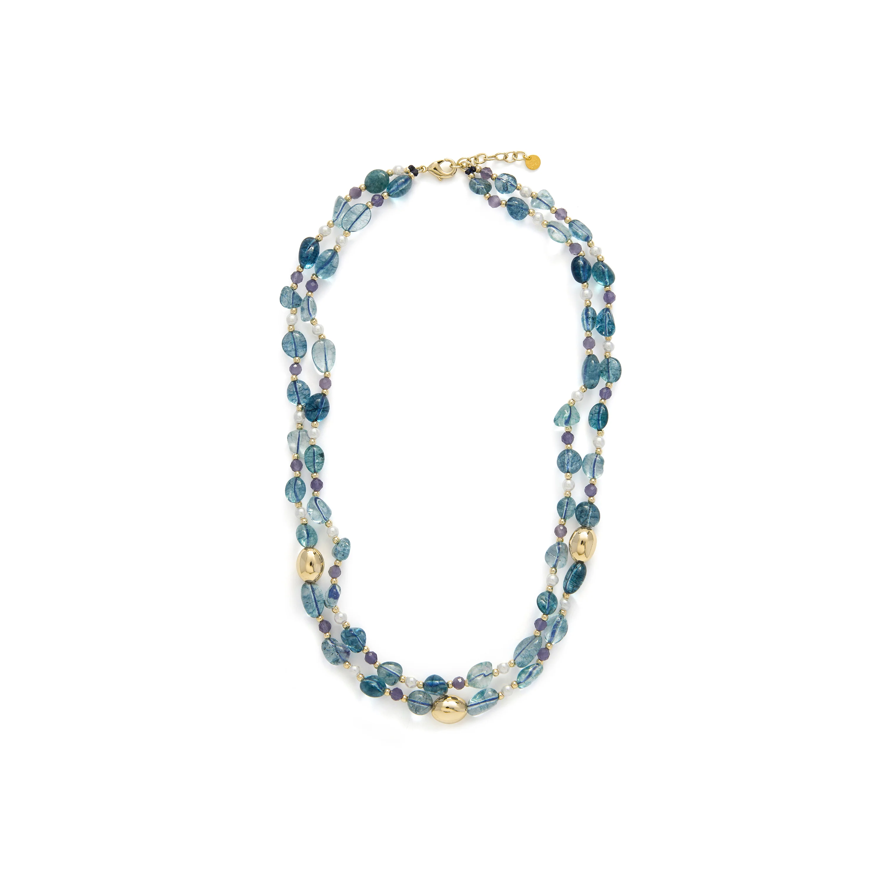 Collar de Plata de Ley 925 y Cristal Azul acabado en oro amarillo 18k - Aswudi - Image 3