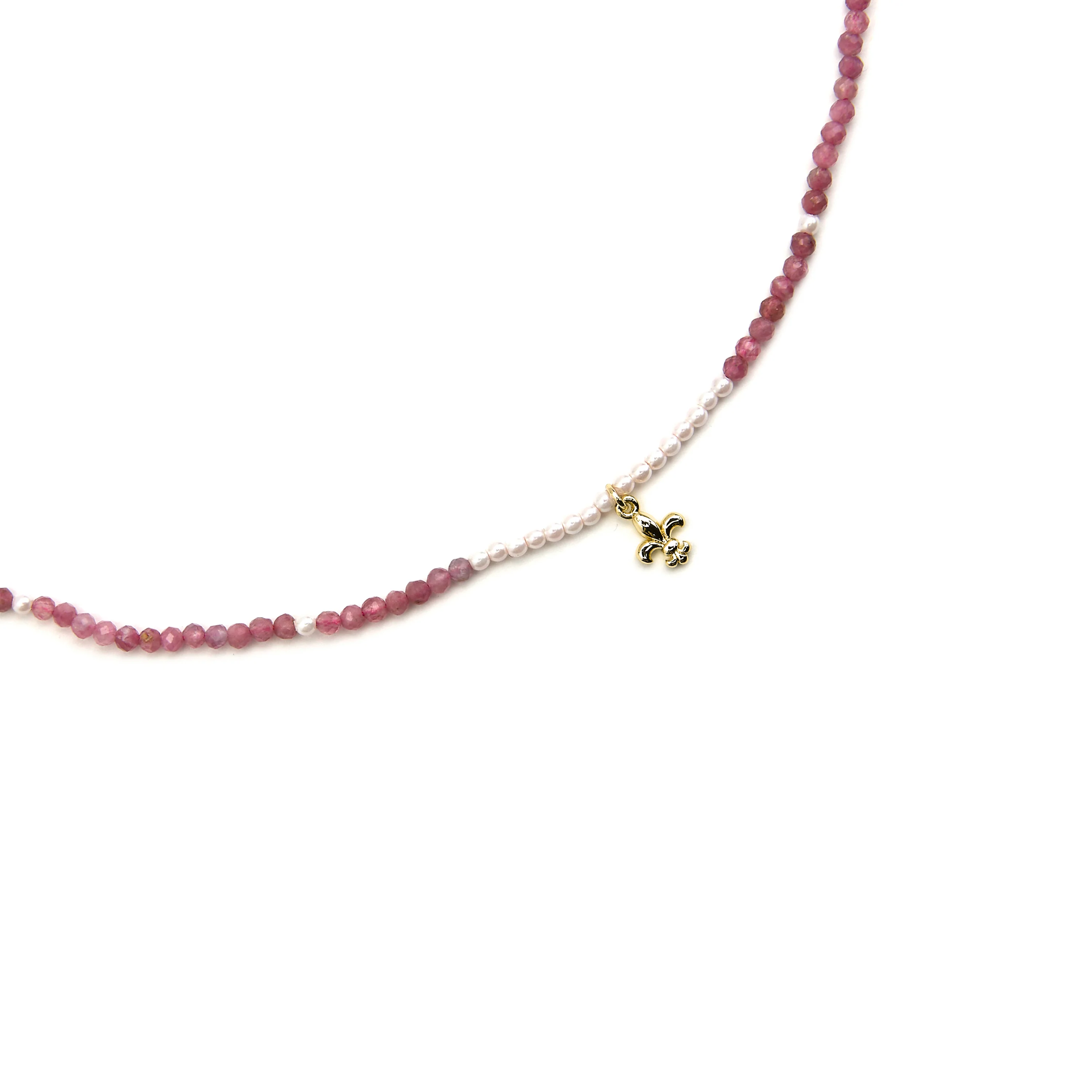 Collar de Plata de Ley 925 y Cristal Rosa acabado oro 18k - Atlo - Image 5
