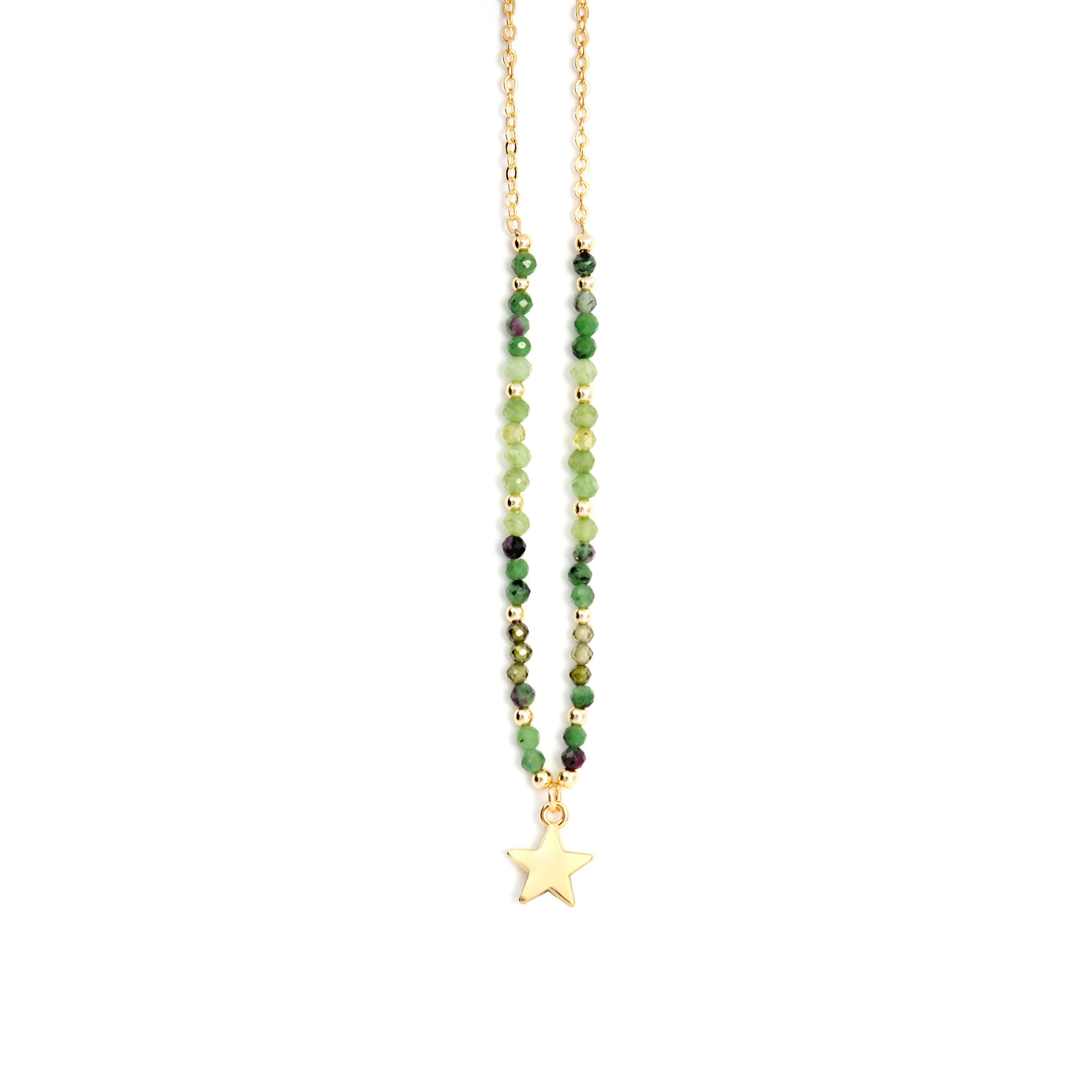 Collar de Cristal Verde acabado en oro amarillo 18K - Awulf