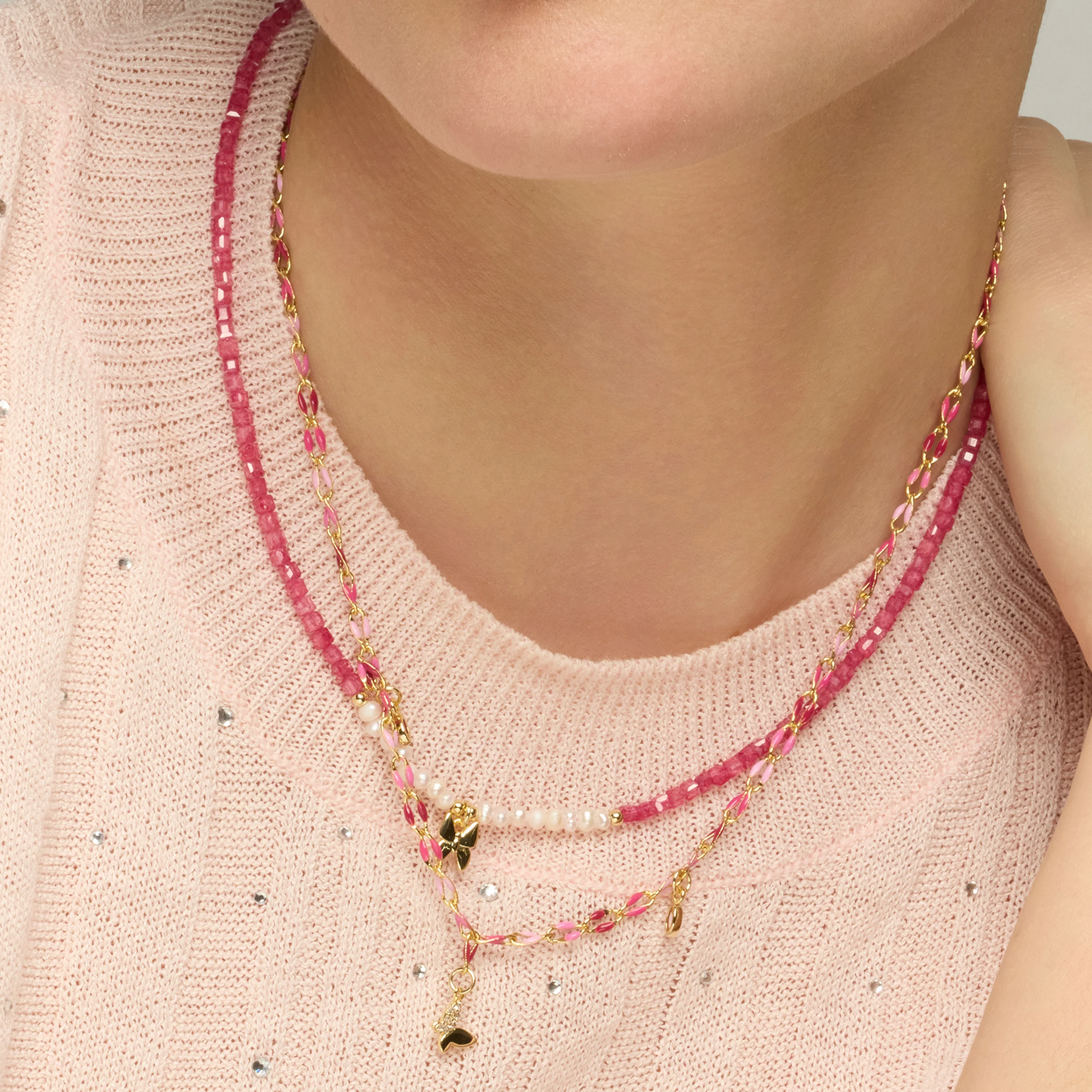 Collar de Plata de Ley 925 y Lacado Rosa acabado oro amarillo de 18k - Axelon - Image 4