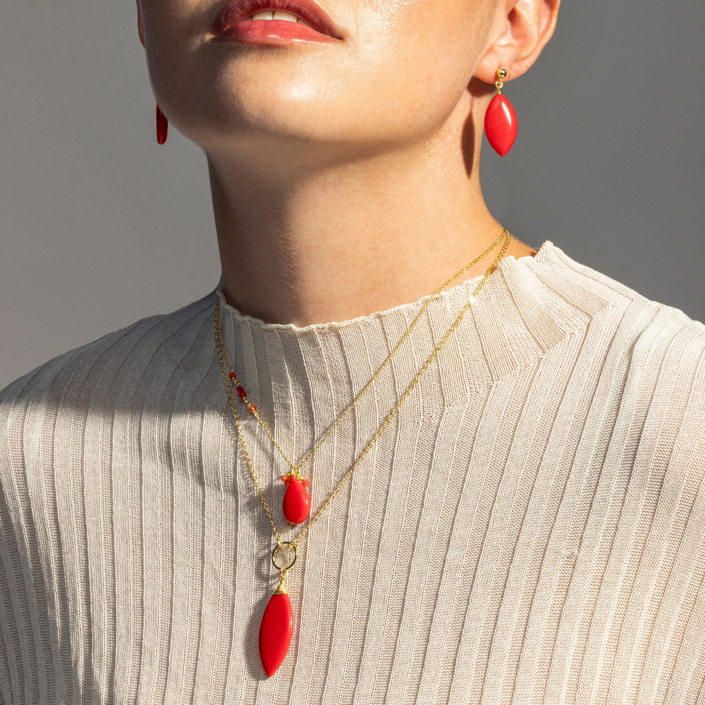 Collar de Coral acabado en oro amarillo 18K - Ayom - Image 2