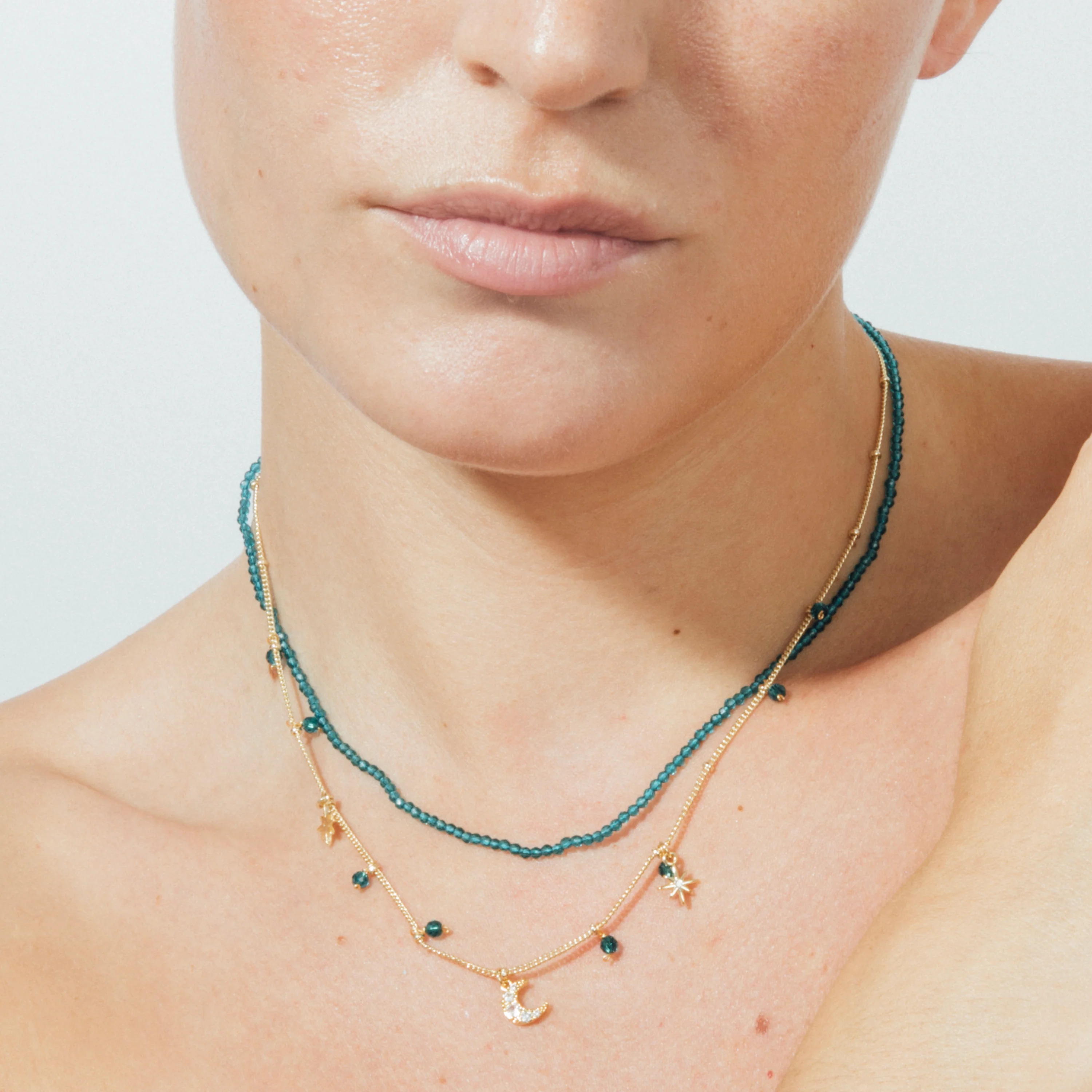 Collar de Cristal Verde acabado en oro amarillo 18k - Ayora - Image 4