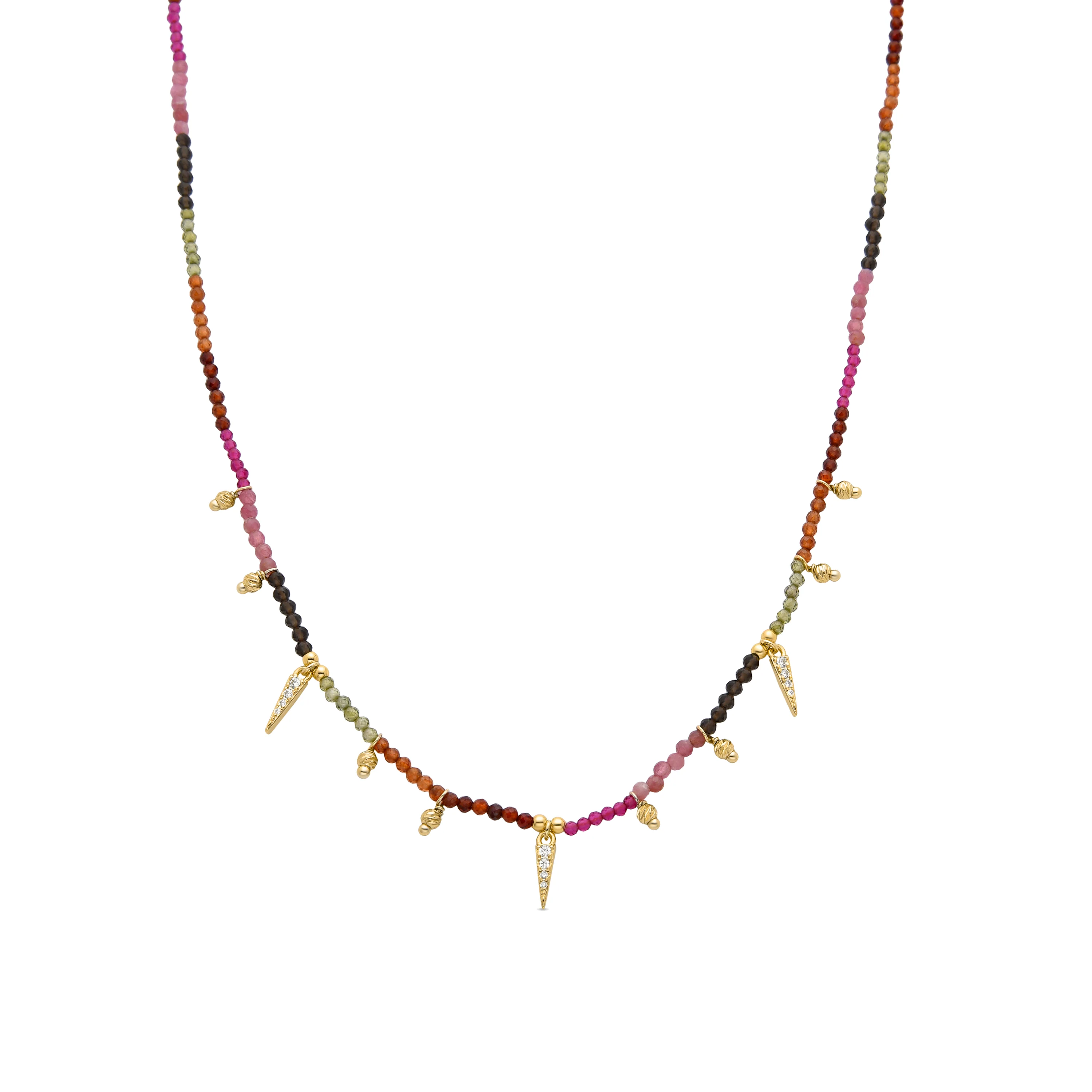 Collar de Plata de Ley 925 con Cristal Multicolor acabado en oro amarillo 18K - Baklo