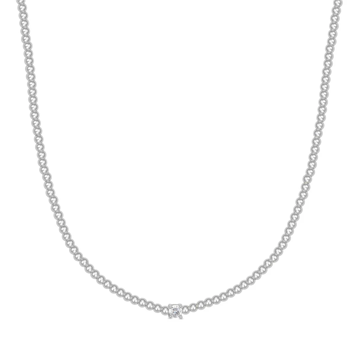 Collar Basra Hematite y baño de Plata De Ley 925 - Basra BLANCO