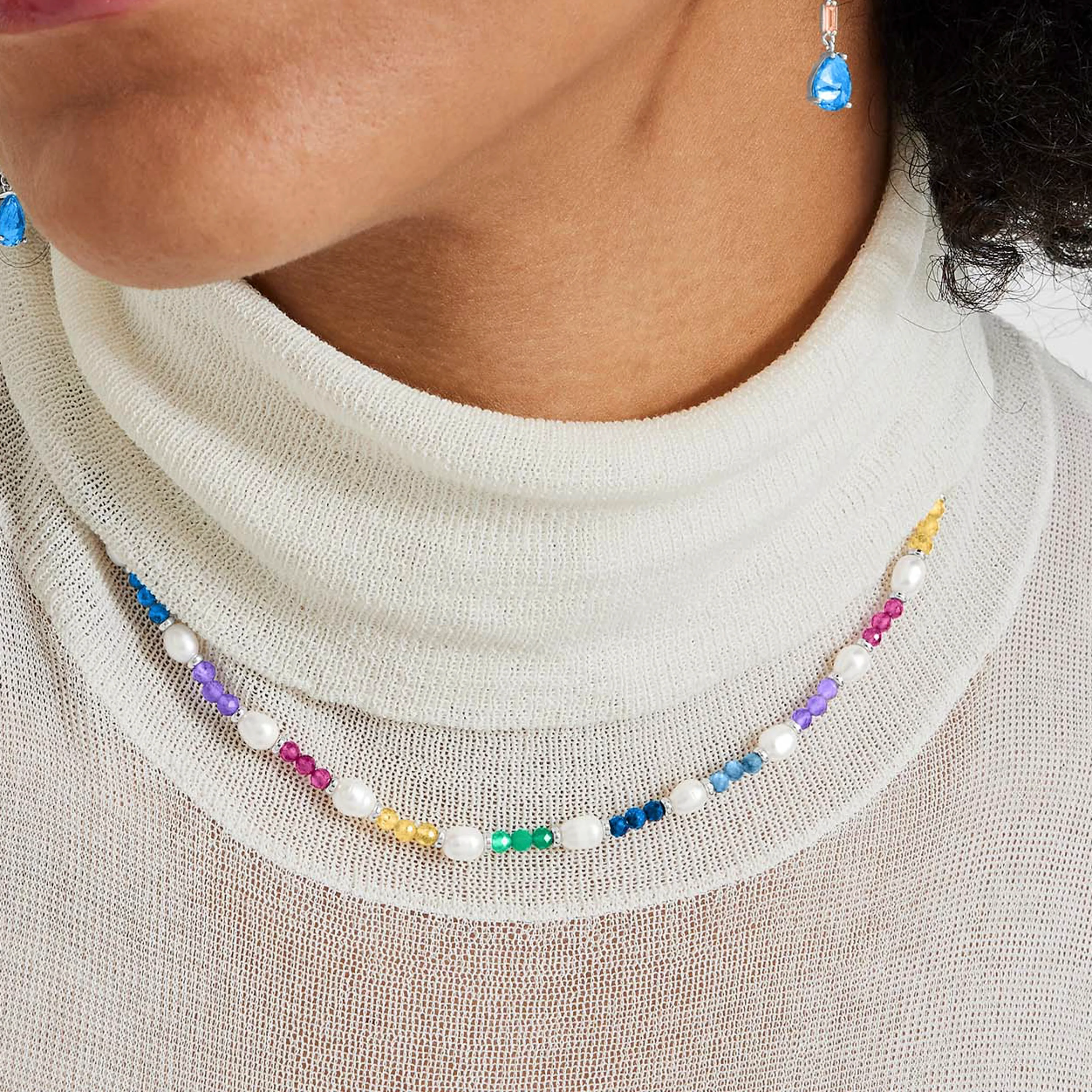 Collar de Plata de Ley 925 con Cristal Multicolor acabado en rodio - Biroal - Image 3