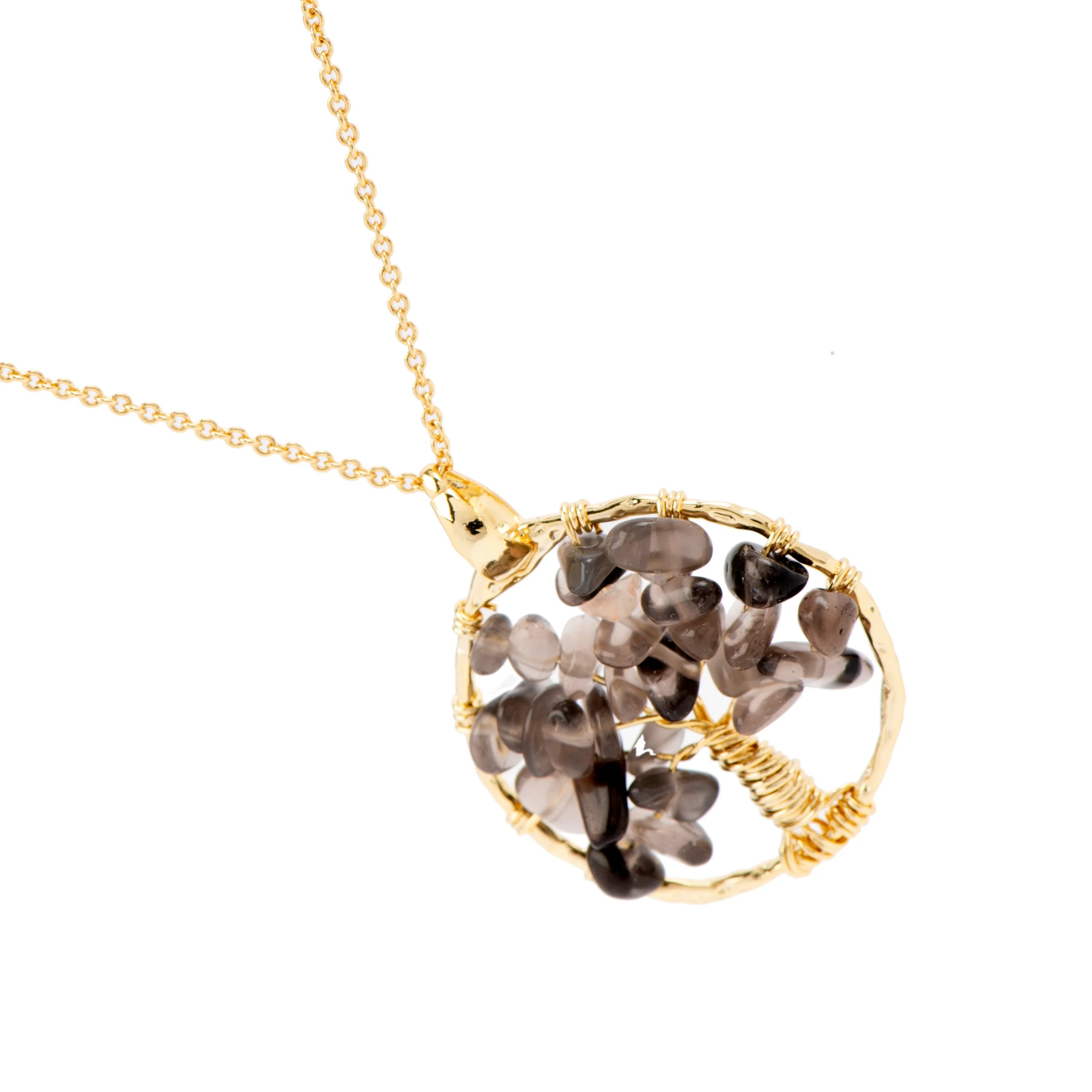 Collar de Cuarzo Ahumado Cristal de Roca acabado en oro amarillo 18K - Budleia - Image 3