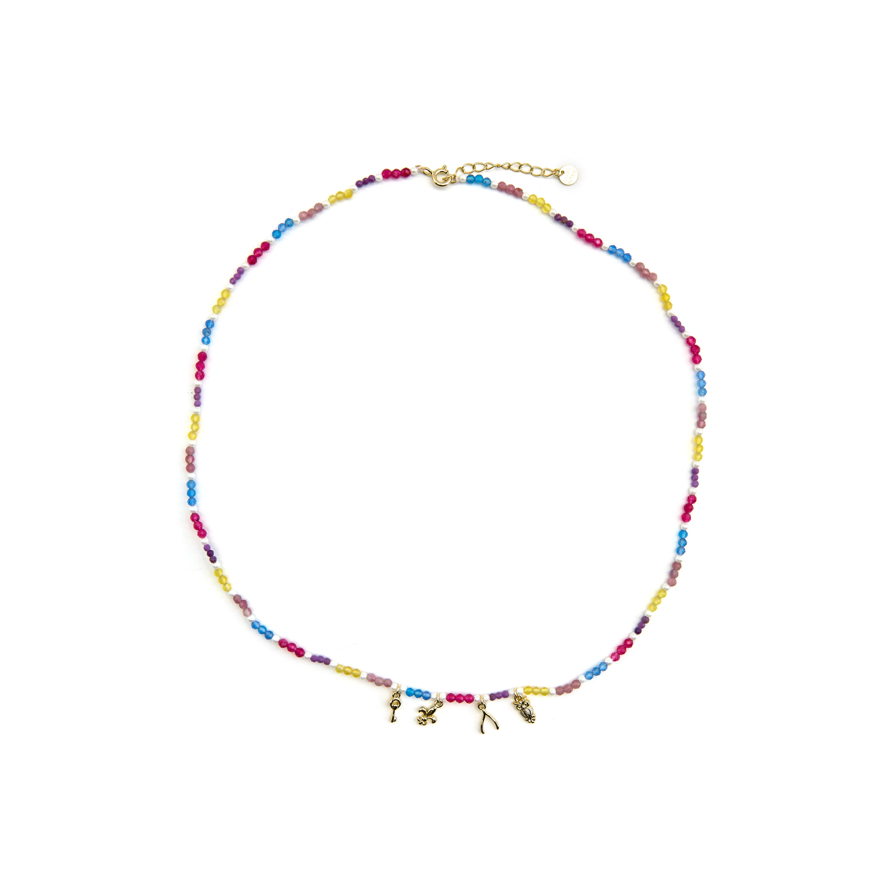 Collar de Plata de Ley 925 y Cristal Multicolor acabado oro 18k - Busde - Image 3