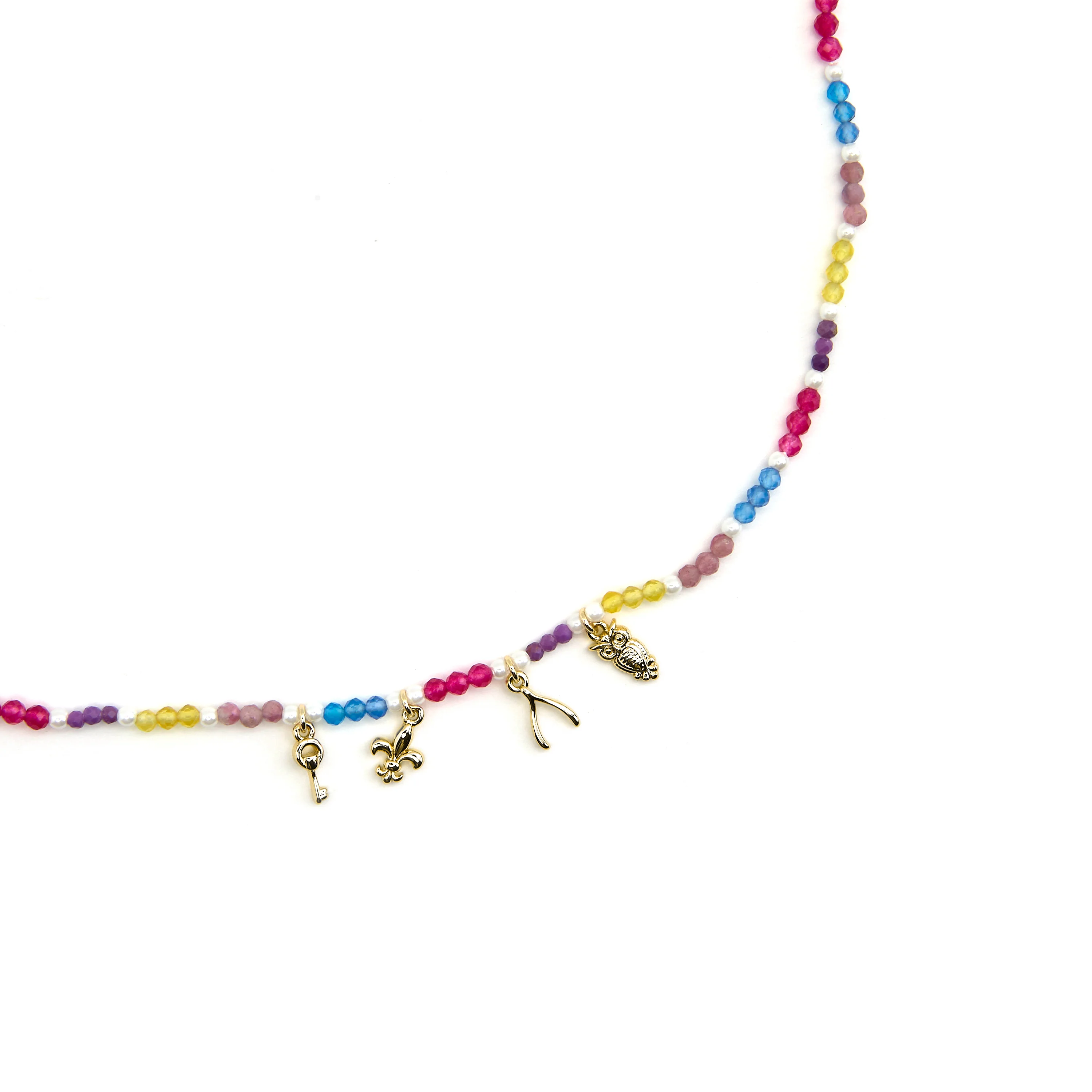 Collar de Plata de Ley 925 y Cristal Multicolor acabado oro 18k - Busde - Image 5