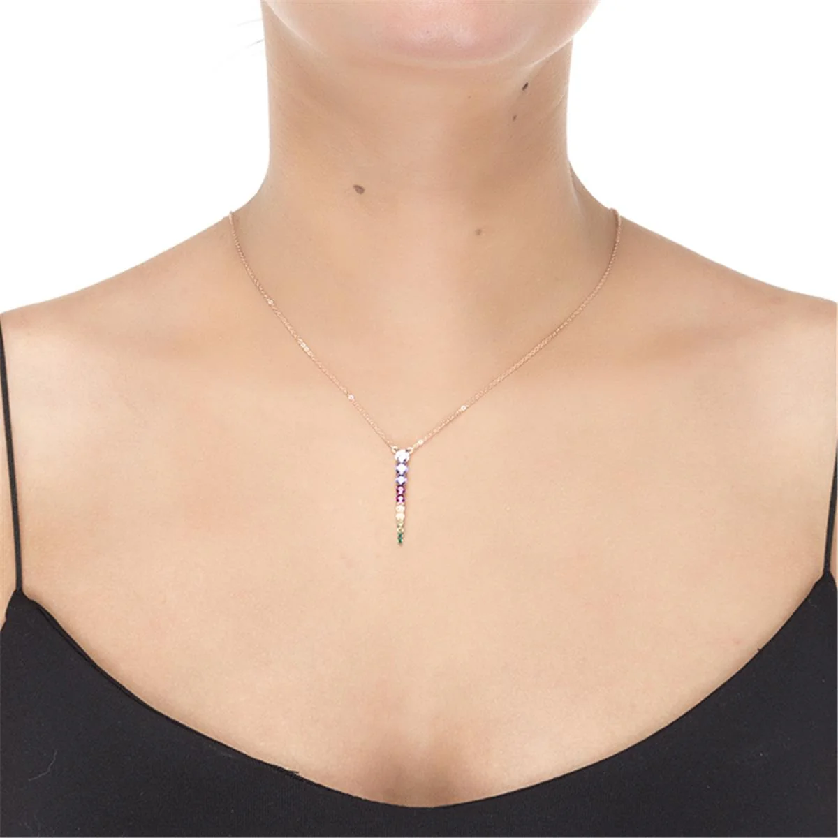 Collar Chetman plata, Oro rosa y multicolor Cz - Chetman MULTICOLOR - Image 2