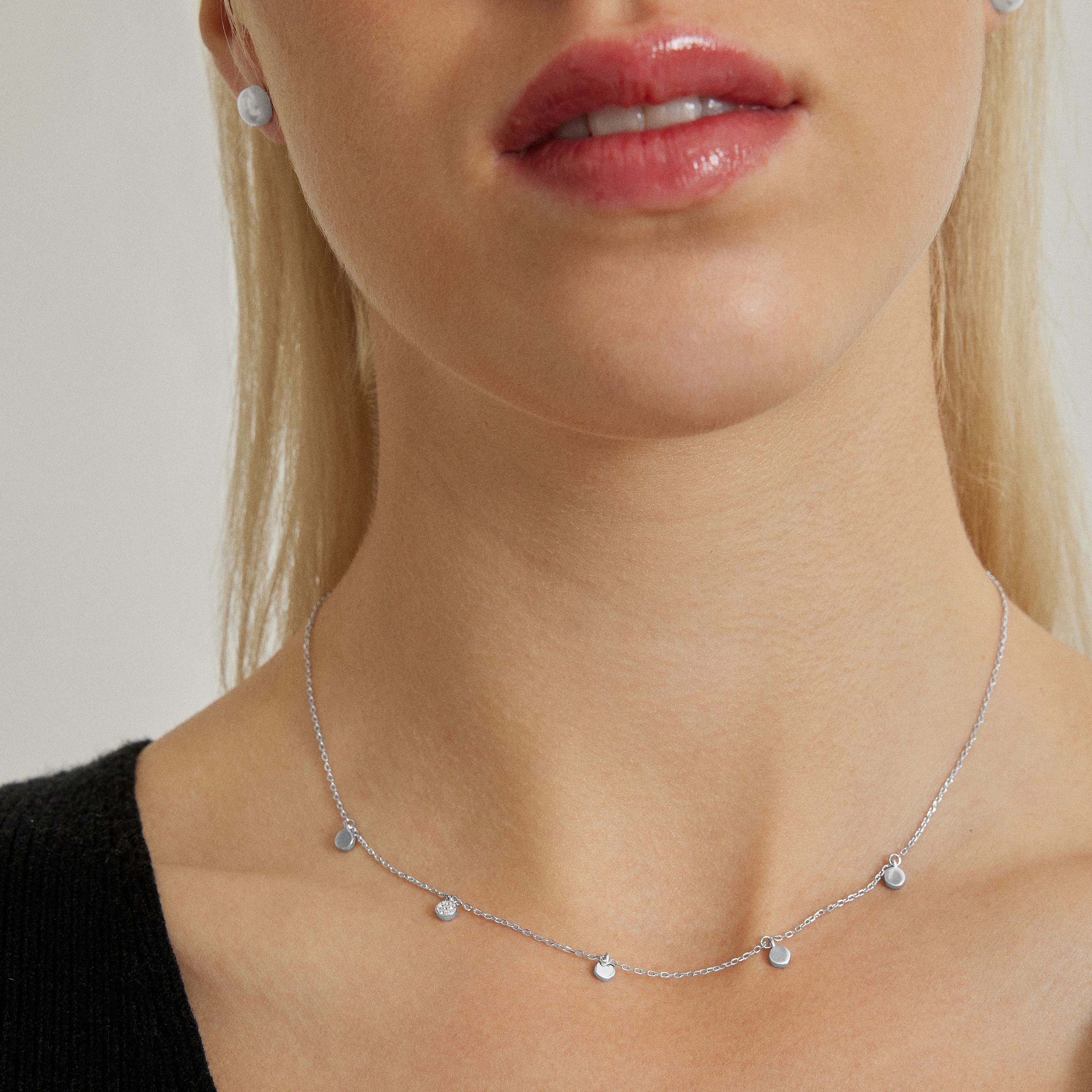 Collar de Plata de Ley 925 con Circonita Brillante acabado en rodio - Circle - Image 3