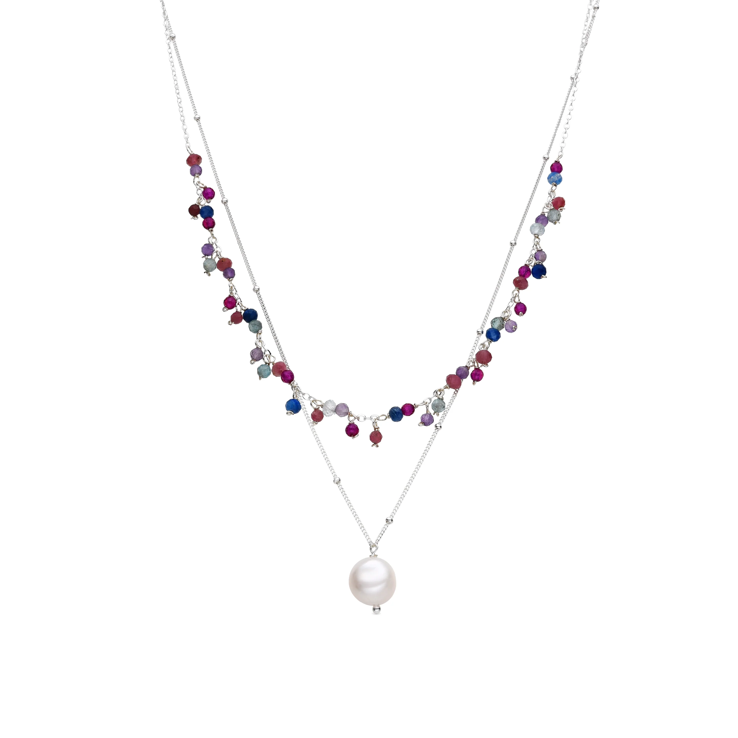 Collar de Plata de Ley 925 y Cristal Rosa acabado rodio - Colir