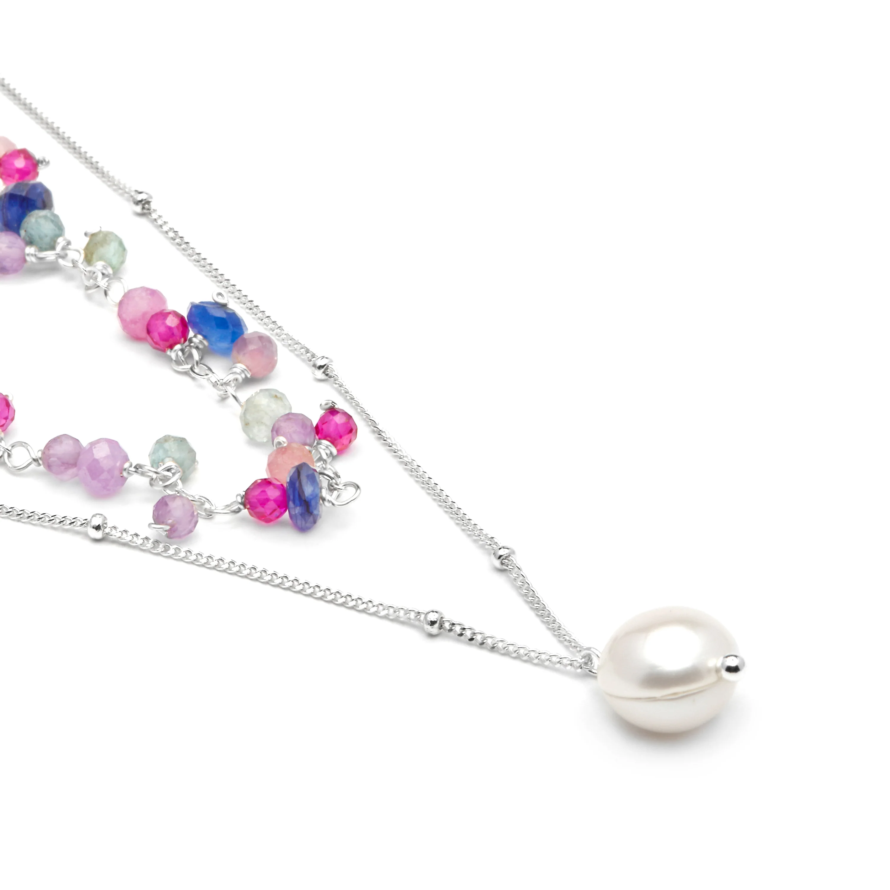 Collar de Plata de Ley 925 y Cristal Rosa acabado rodio - Colir - Image 5