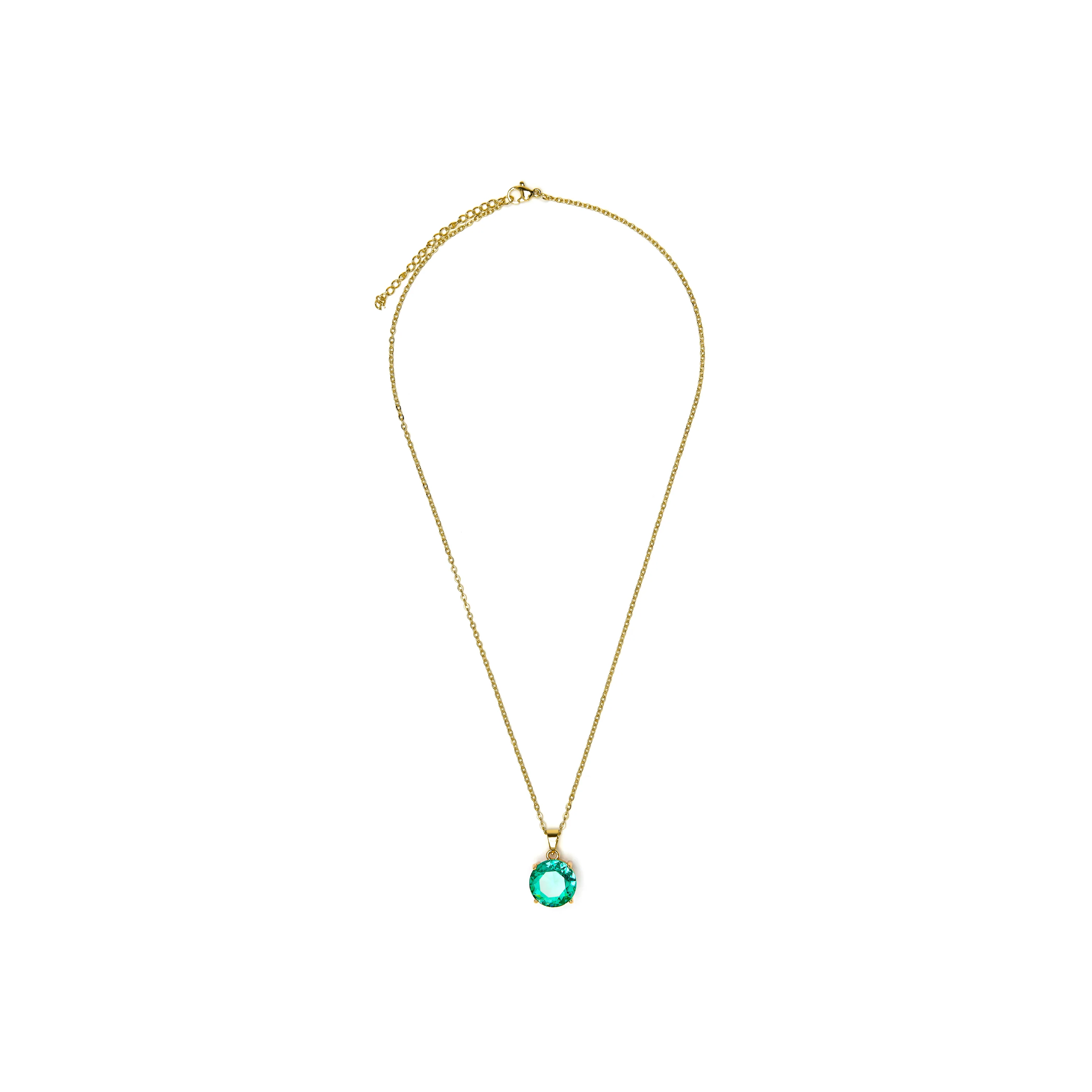 Collar con Cuarzo Hidrotermal Verde Paraiba acabado oro amarillo 18k - Amkru - Image 3