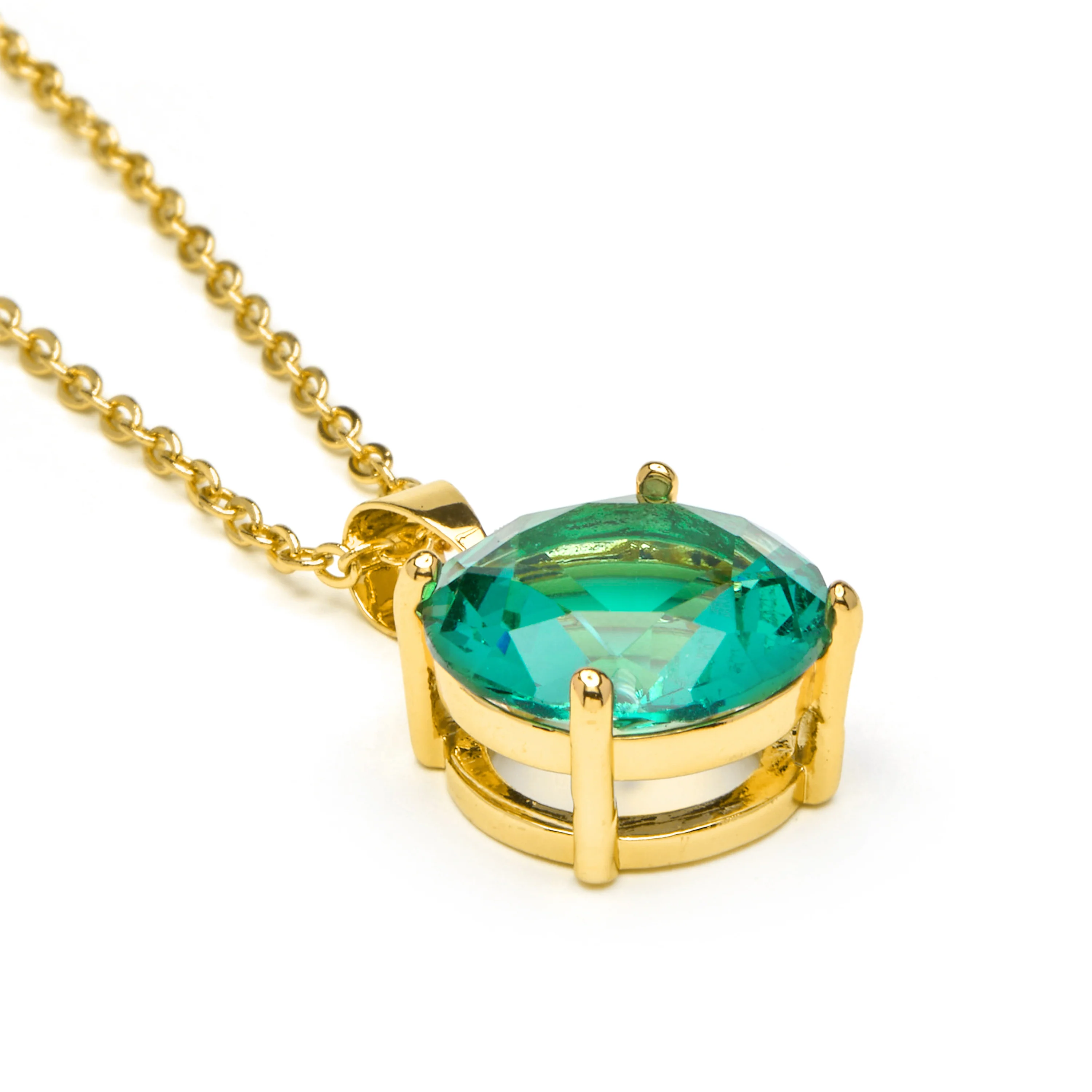 Collar con Cuarzo Hidrotermal Verde Paraiba acabado oro amarillo 18k - Amkru - Image 4