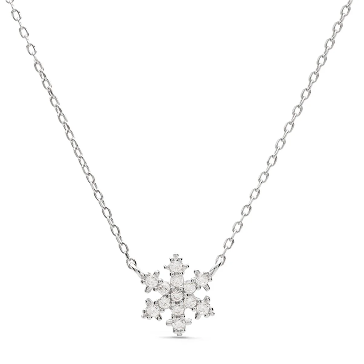 Collar Copo De Nieve Plata De Ley 925 - Copo De Nieve BLANCO