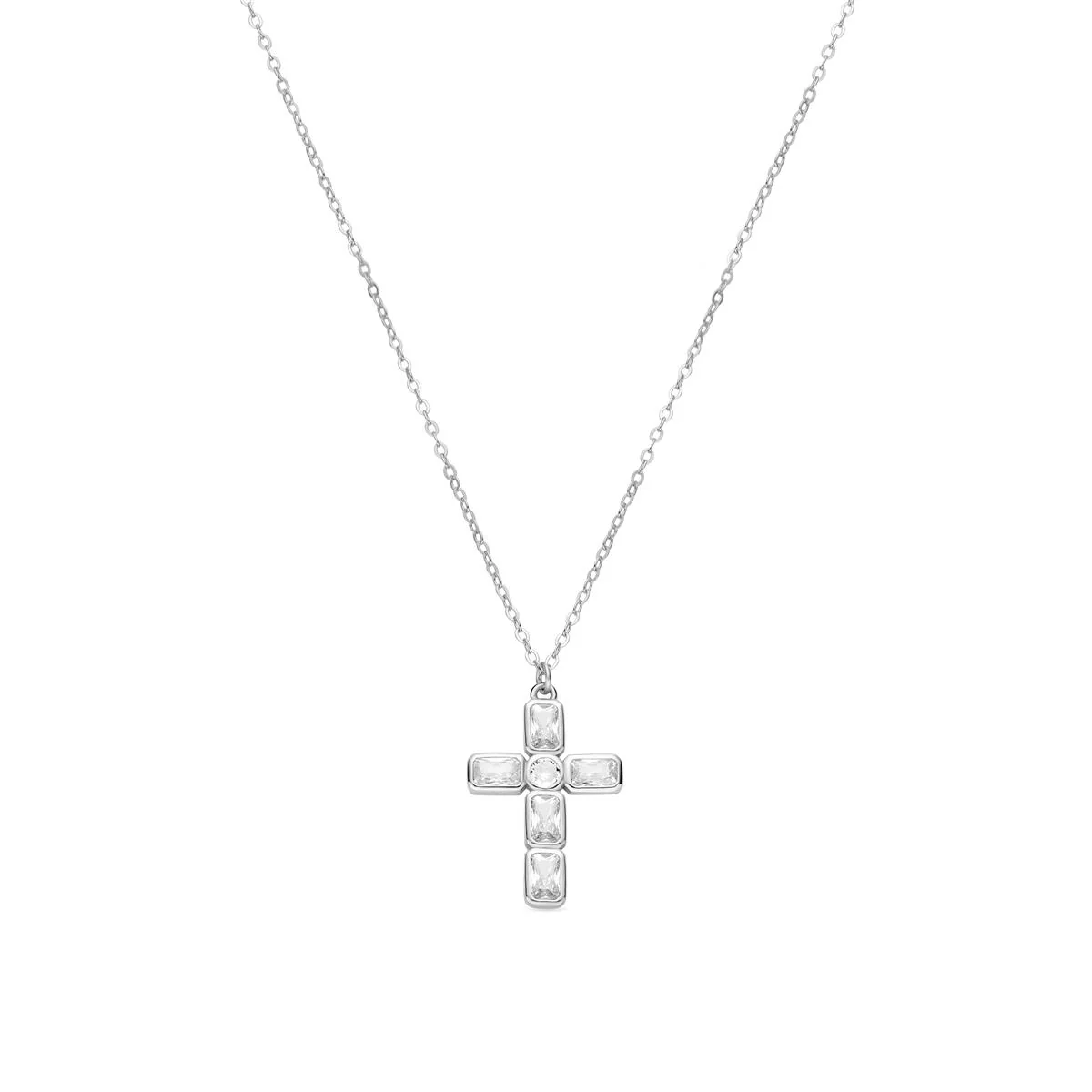 Collar Cruz Plata De Ley 925 - Cruz BLANCO