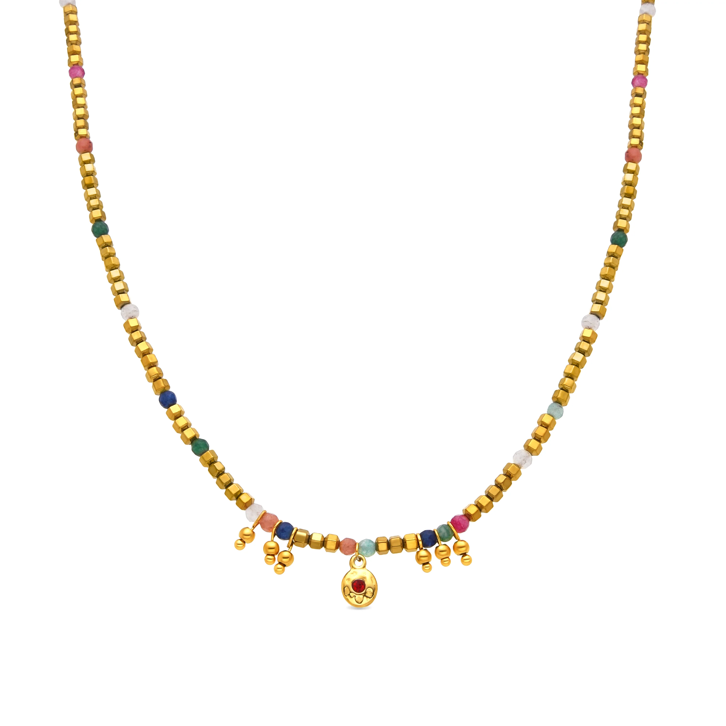 Collar con Cristal Multicolor acabado oro 18k - Damya