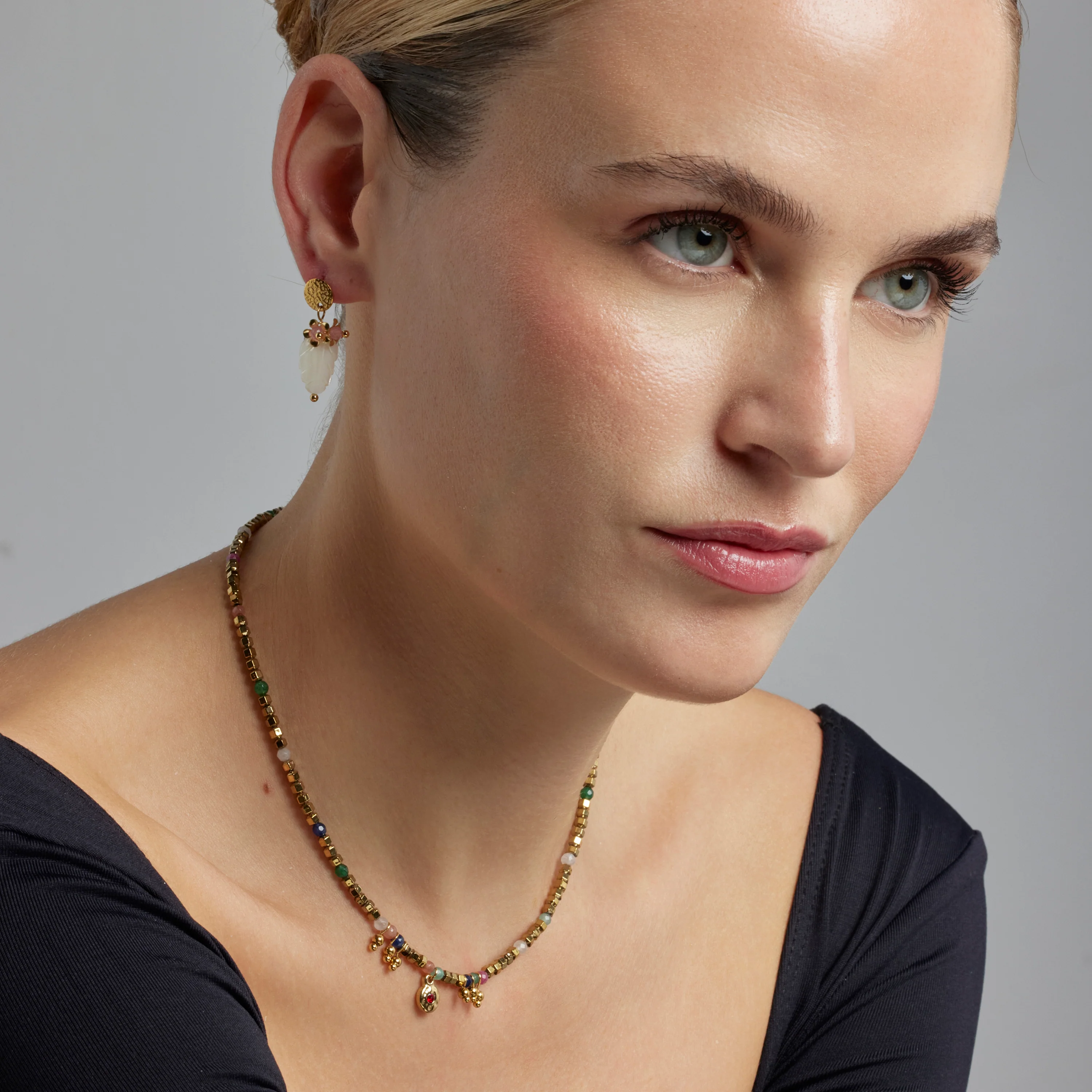 Collar con Cristal Multicolor acabado oro 18k - Damya - Image 2