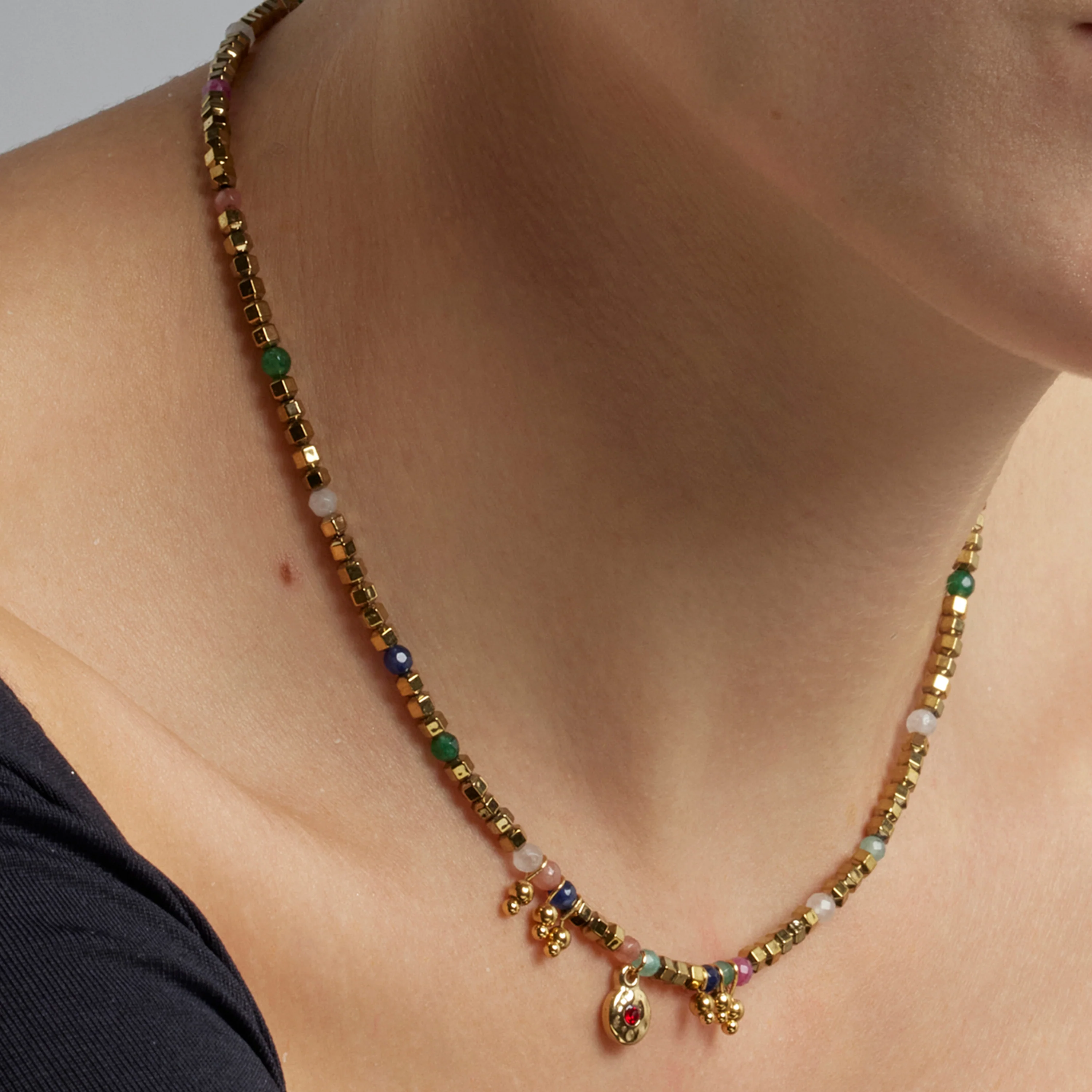 Collar con Cristal Multicolor acabado oro 18k - Damya - Image 3