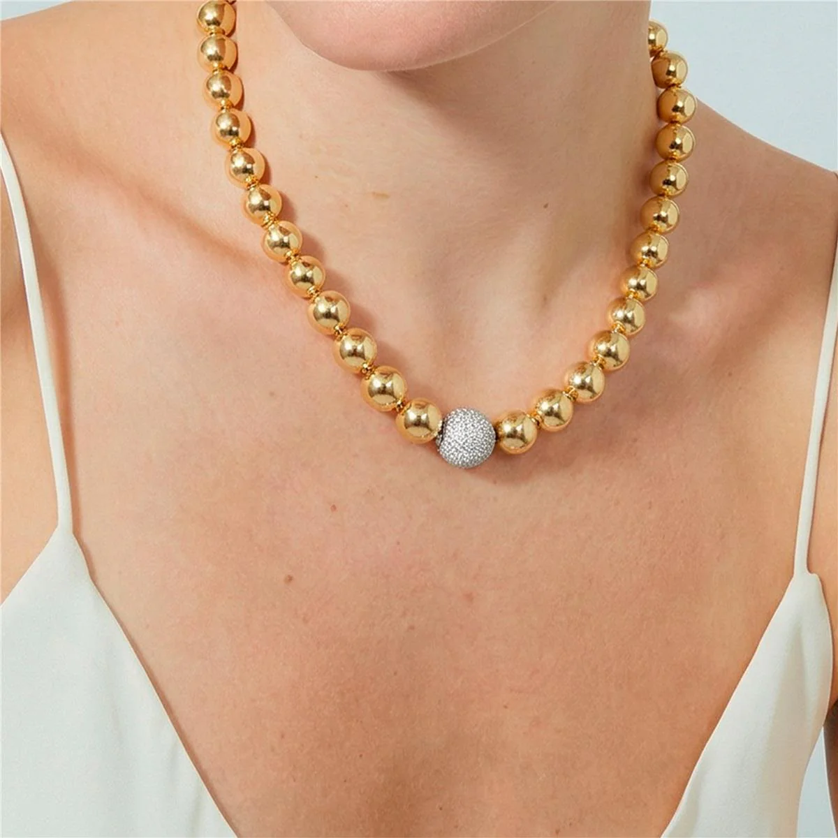 Collar de Circonita Brillante acabado en oro amarillo de 18k - Avihe - Image 6