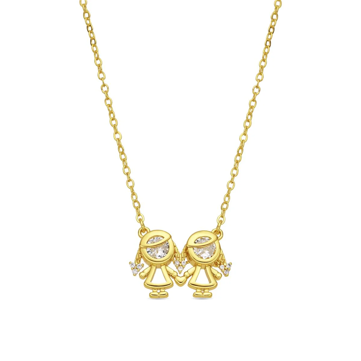 Collar de Circonita Brillante acabado en oro amarillo de 18k - Girls