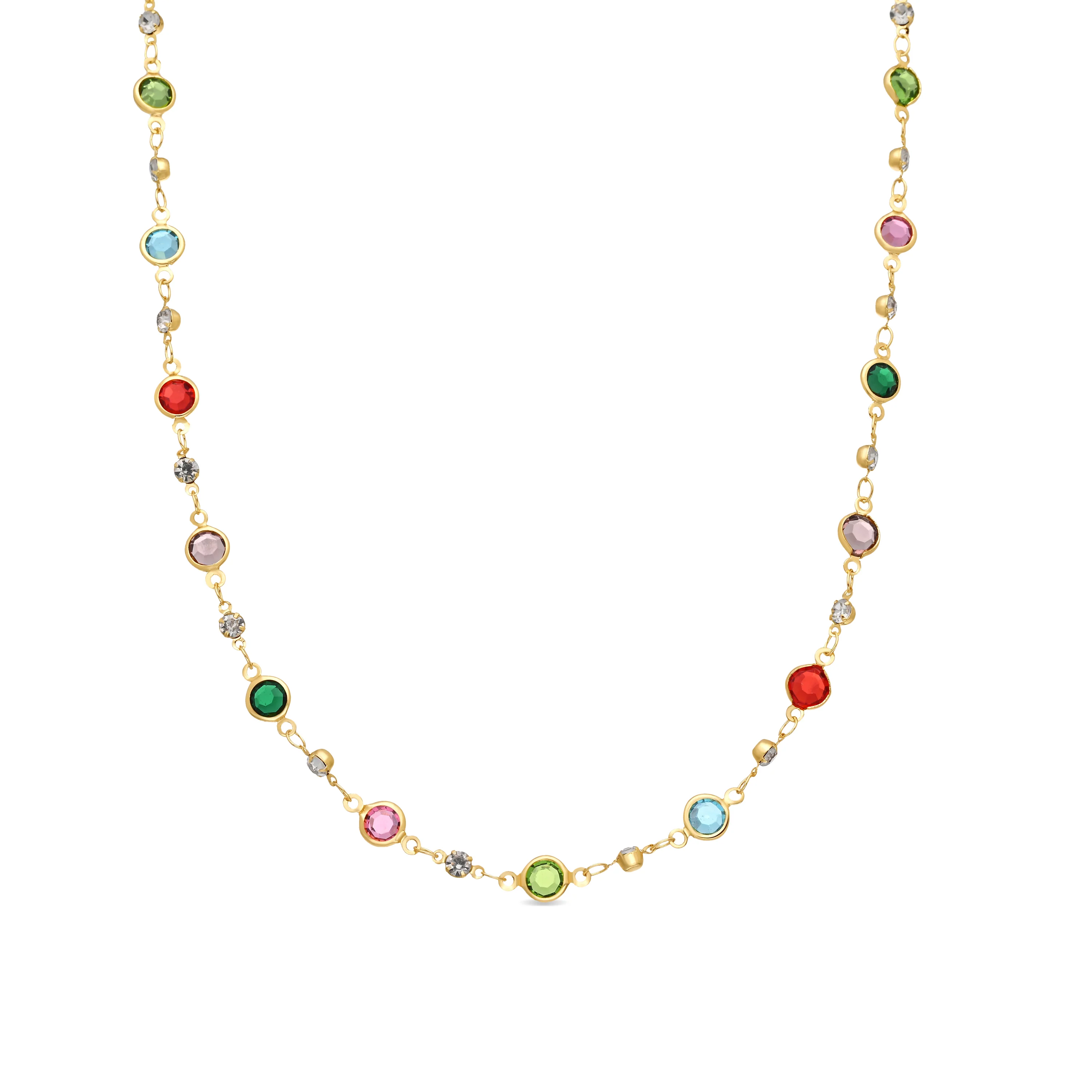 Collar de Circonita Multicolor acabado en oro amarillo de 18k - Akas