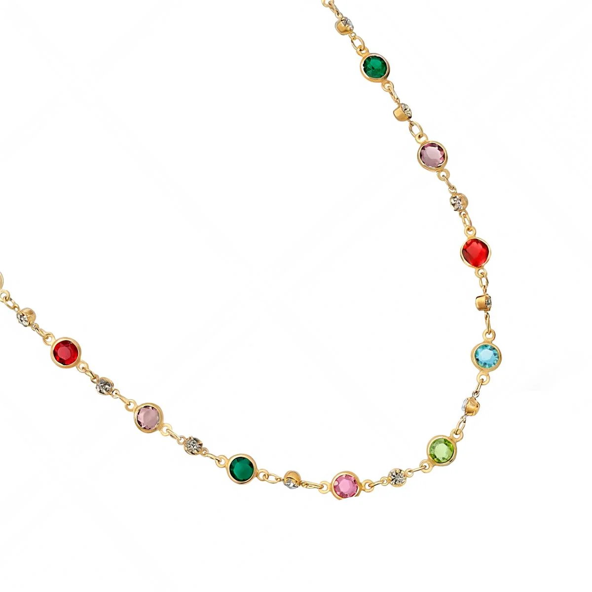 Collar de Circonita Multicolor acabado en oro amarillo de 18k - Akas - Image 5
