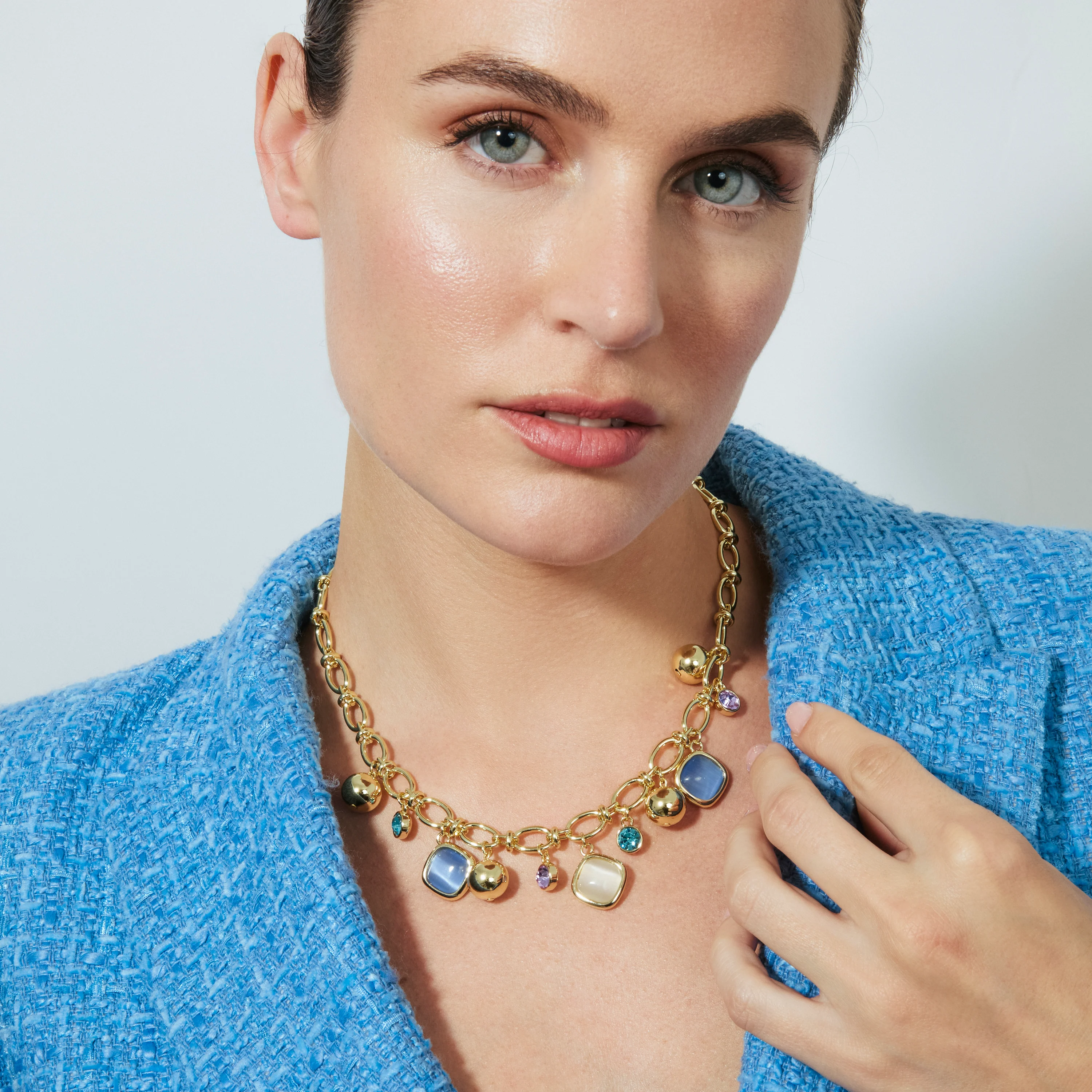 Collar de Ojo de Gato Azul acabado en oro amarillo de 18k - Mankao - Image 4