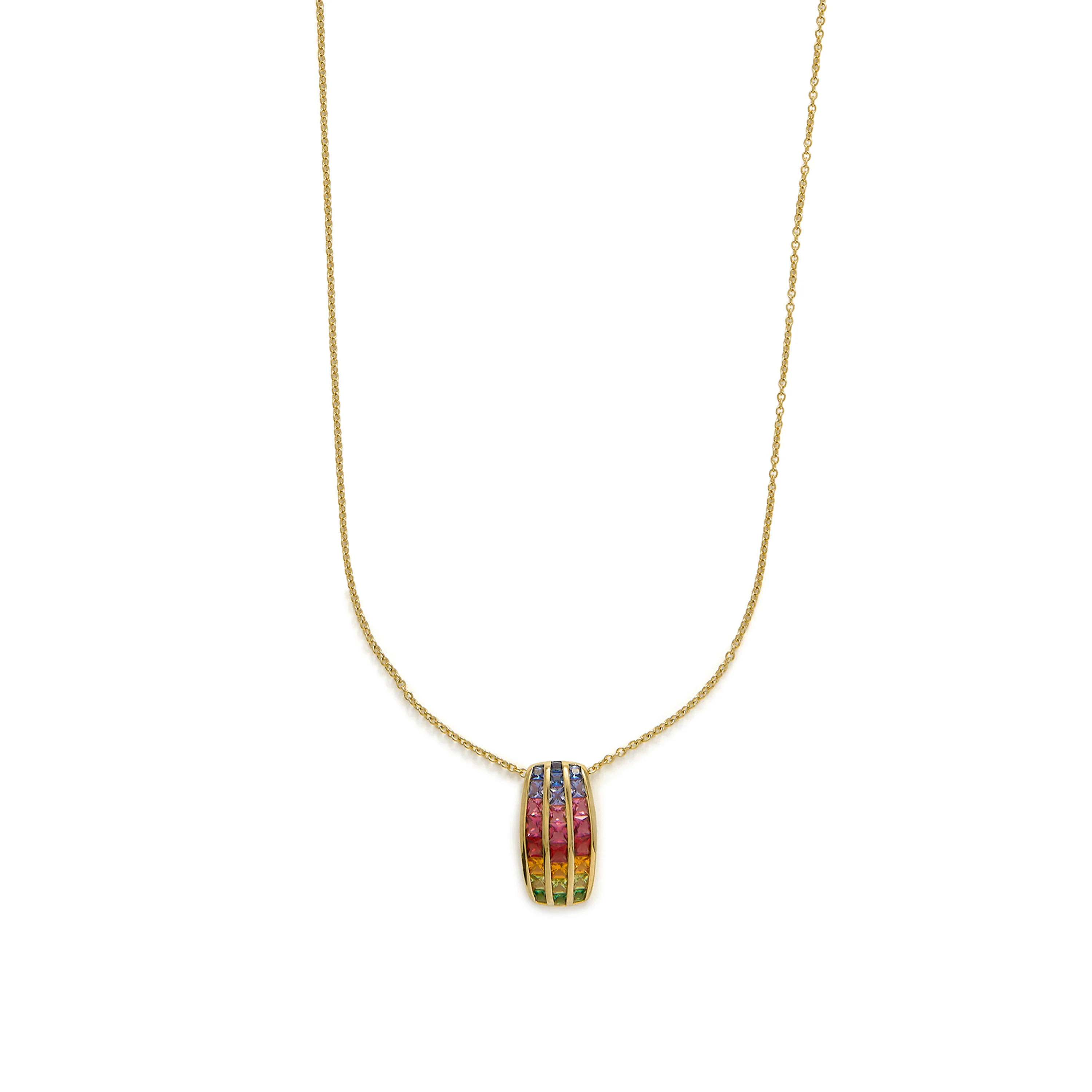 Collar de Plata de Ley 925 y Circonita Multicolor acabado en oro amarillo 18k - Pilmad