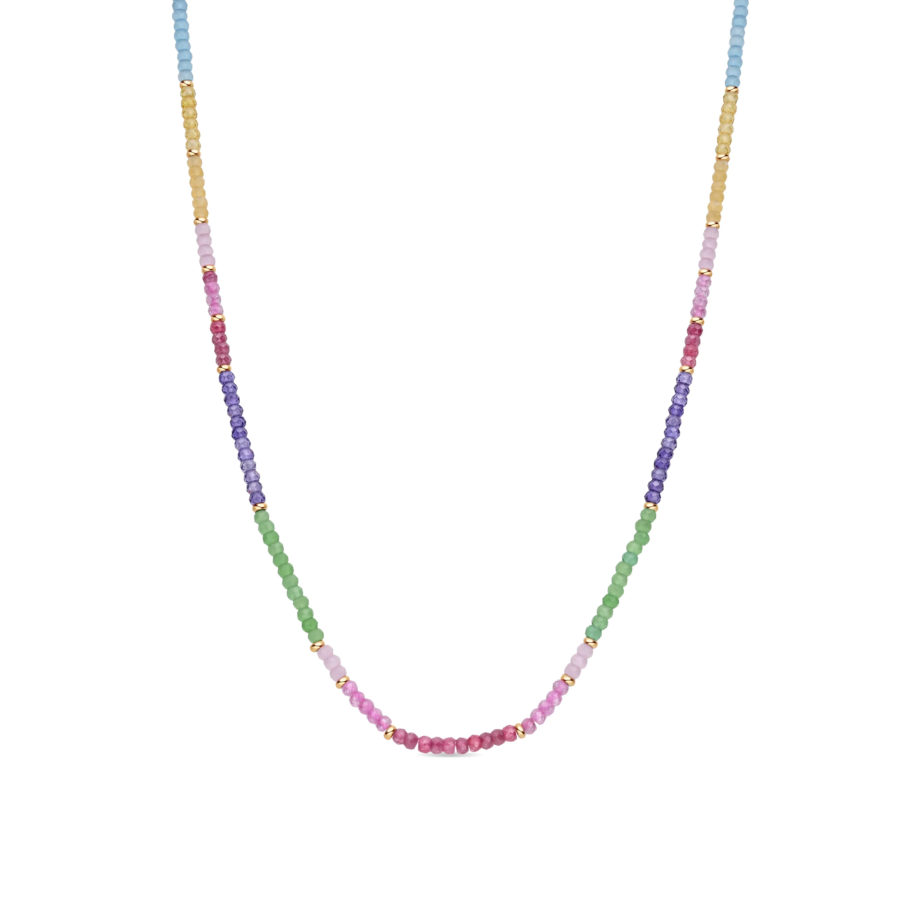 Collar de Plata de Ley 925 y Circonita Multicolor acabado en oro amarillo de 18k - Zograx