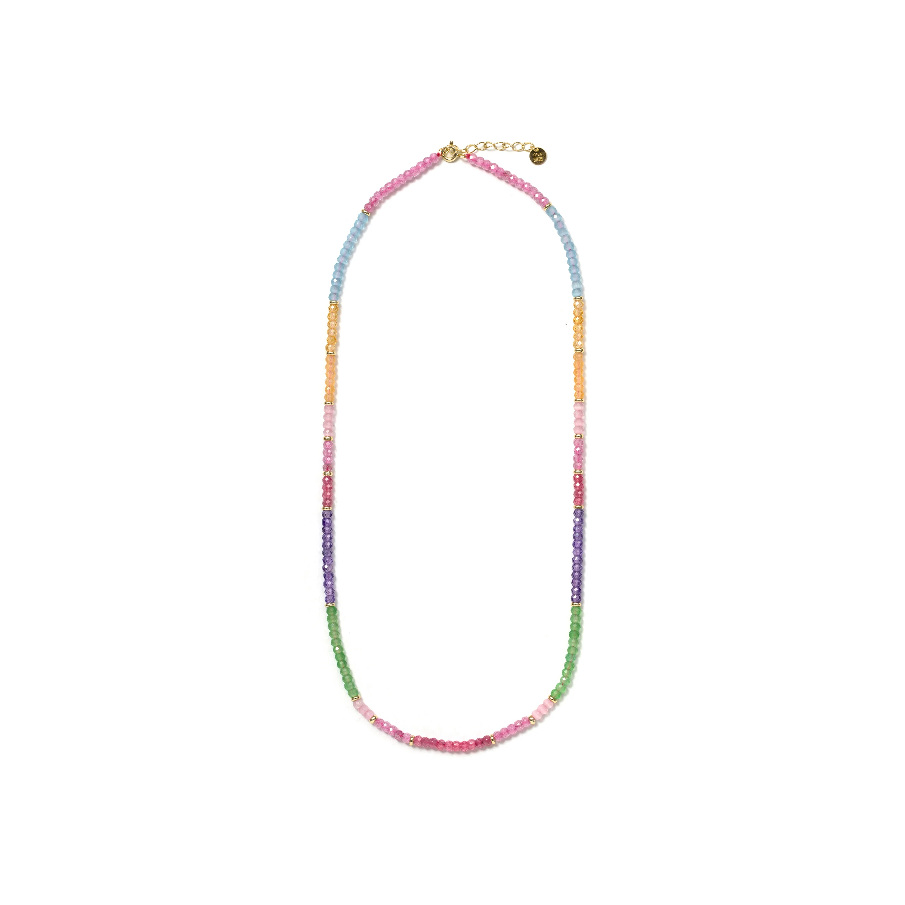 Collar de Plata de Ley 925 y Circonita Multicolor acabado en oro amarillo de 18k - Zograx - Image 3