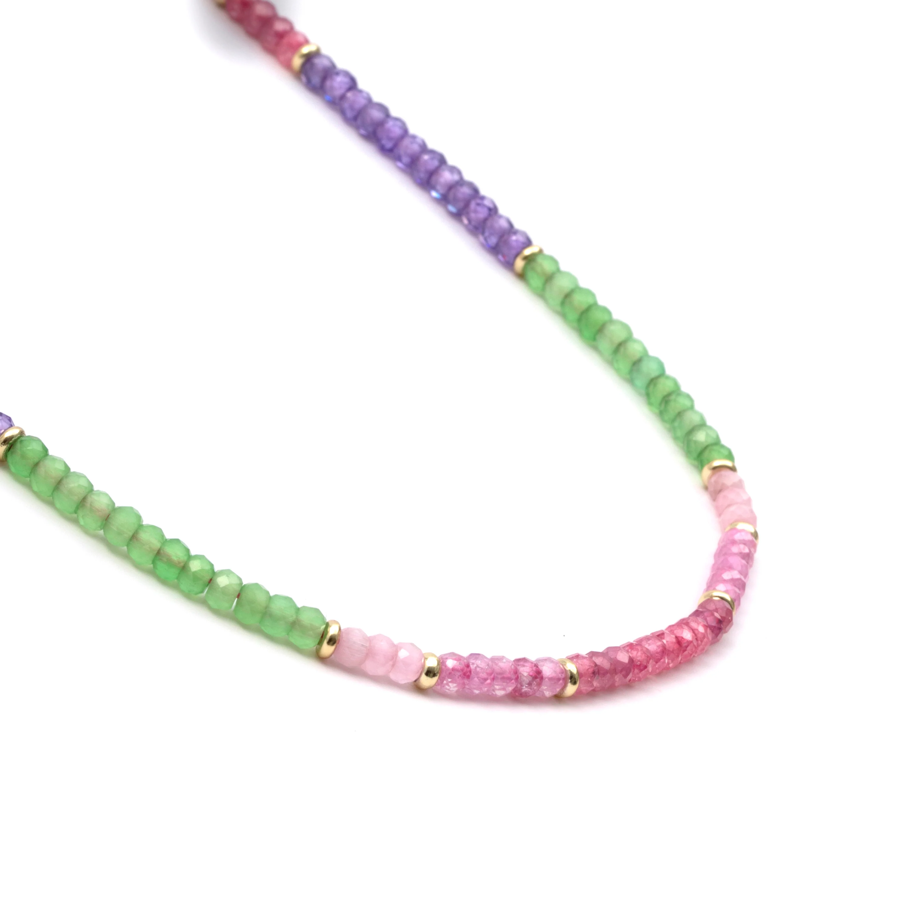 Collar de Plata de Ley 925 y Circonita Multicolor acabado en oro amarillo de 18k - Zograx - Image 5