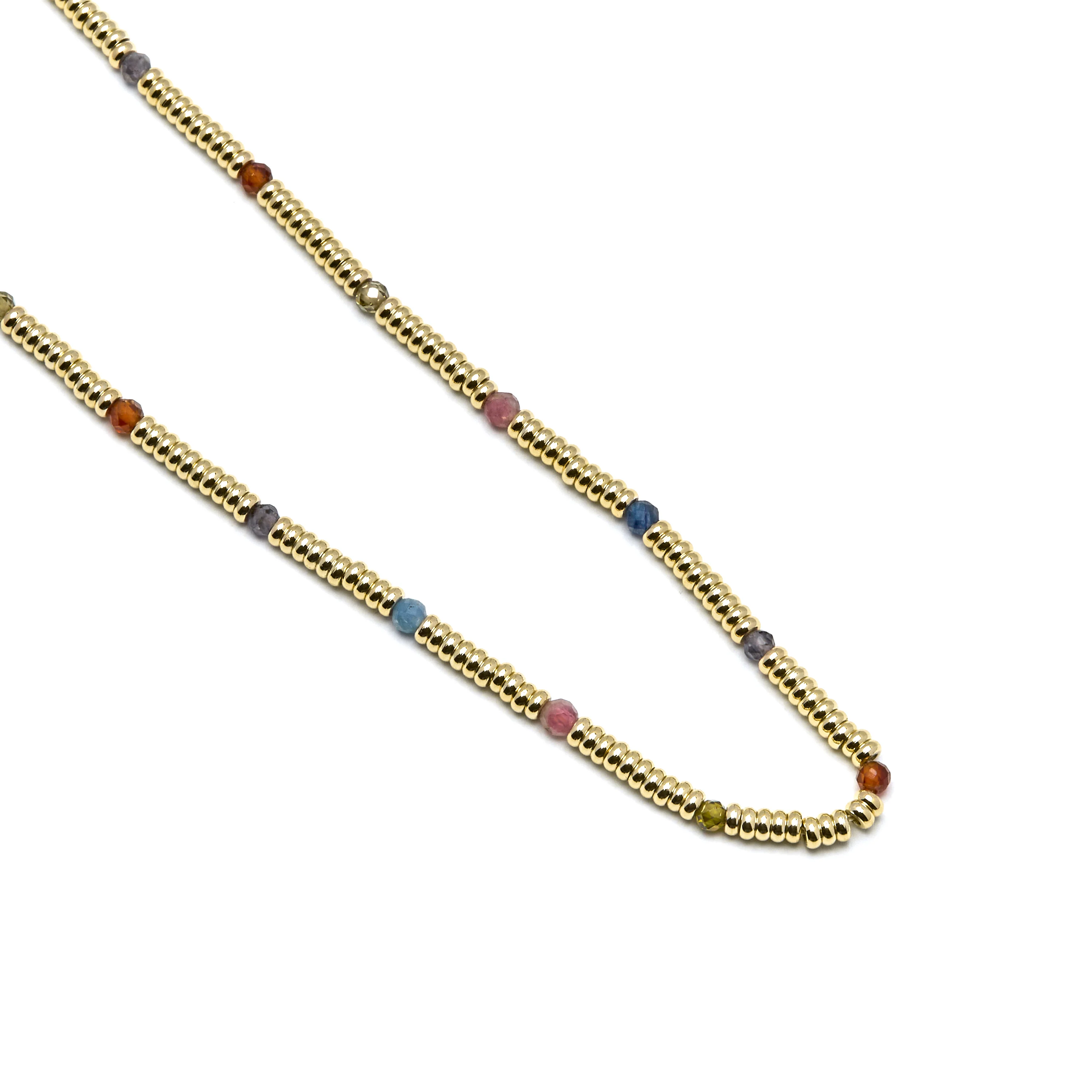 Collar de Plata de Ley 925 y Cristal Multicolor acabado oro 18k - Deli - Image 5