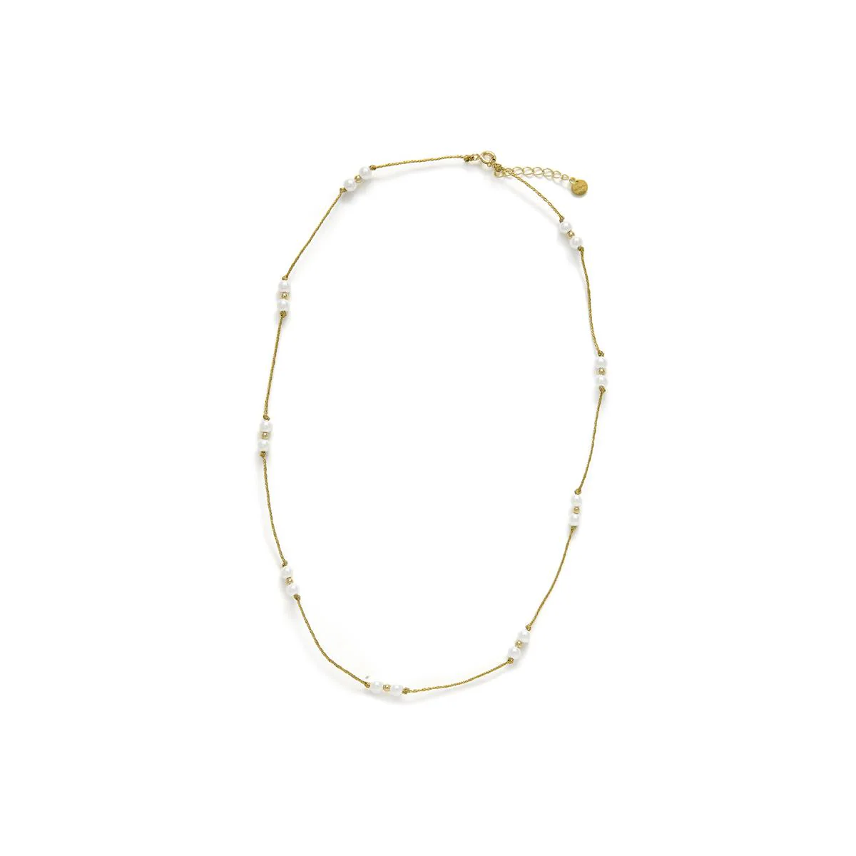 Collar de Plata de Ley 925 y Perla Blanca acabado en oro amarillo 18k - Deusu - Image 2