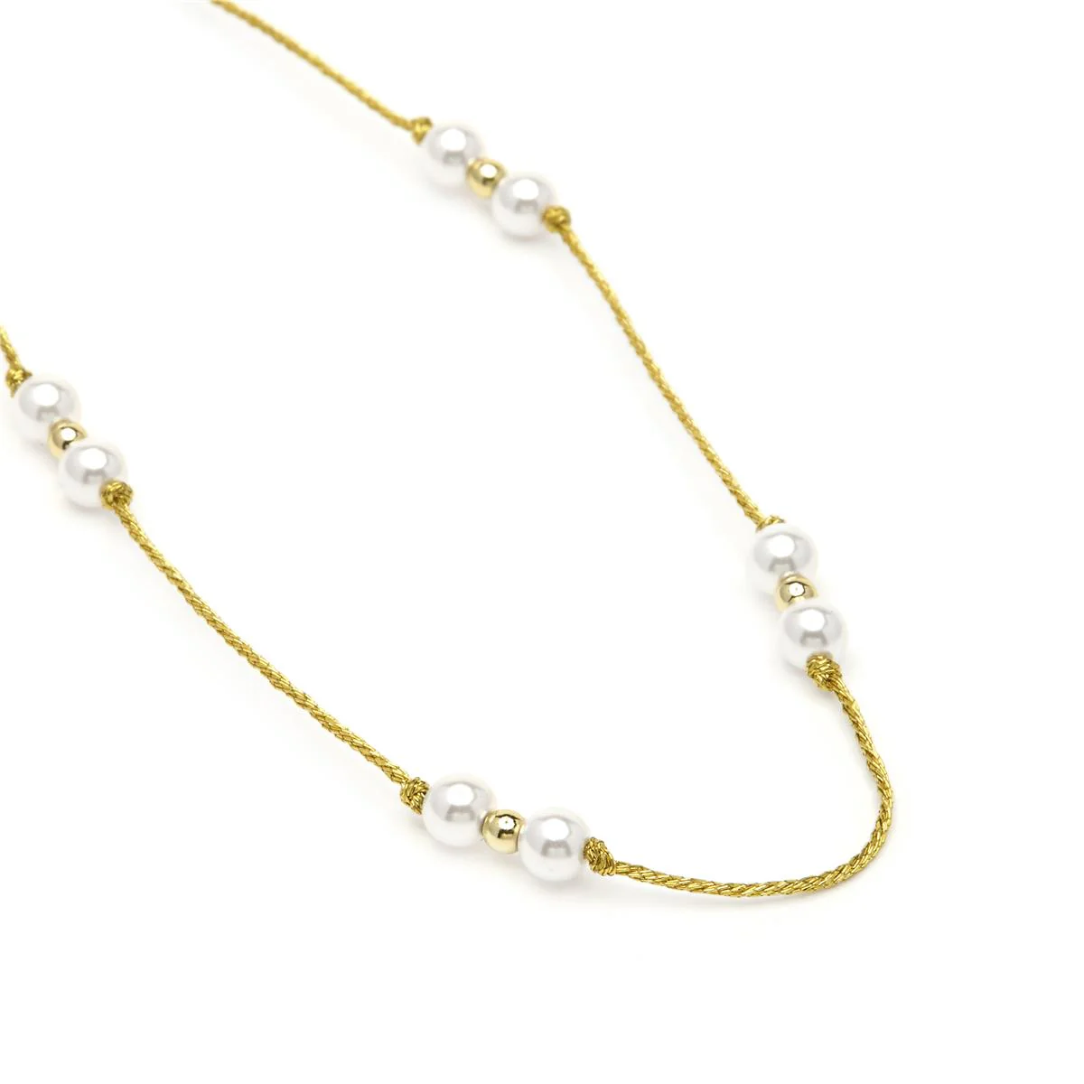 Collar de Plata de Ley 925 y Perla Blanca acabado en oro amarillo 18k - Deusu - Image 4