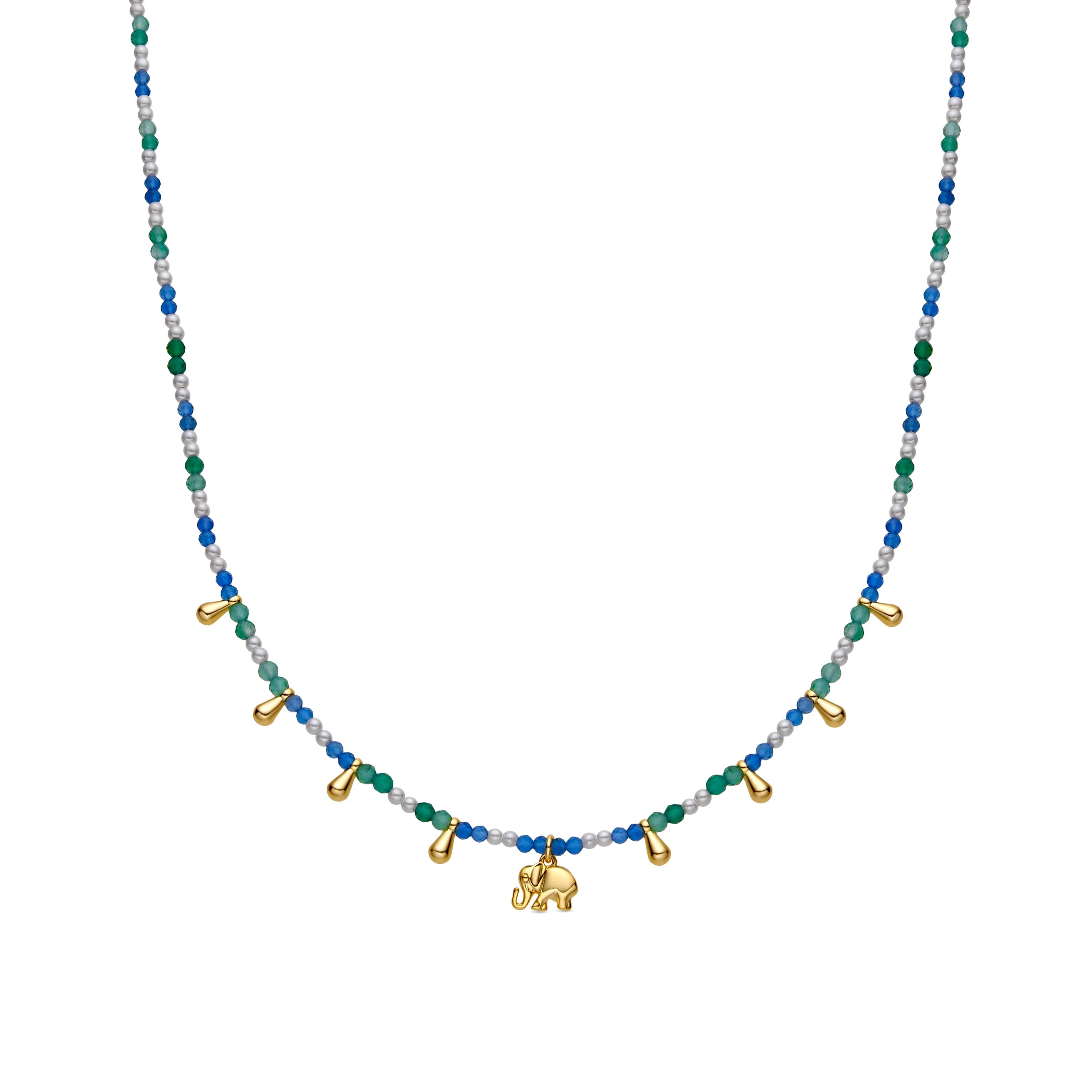 Collar de Plata de Ley 925 y Cristal Azul Oscuro acabado oro 18k - Dirhum