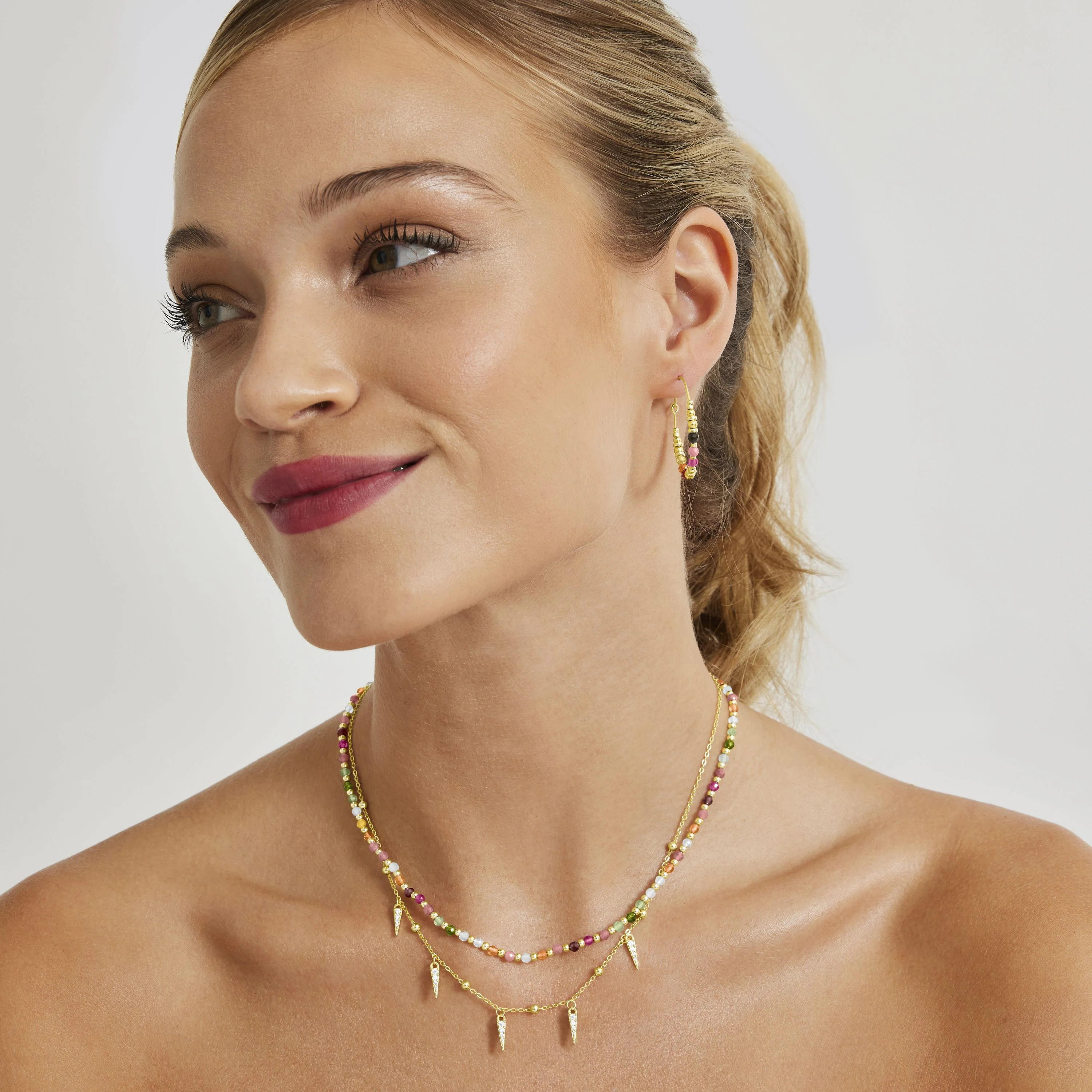 Collar de Plata de Ley 925 con Cristal Multicolor acabado en oro amarillo 18K - Dirrim - Image 4