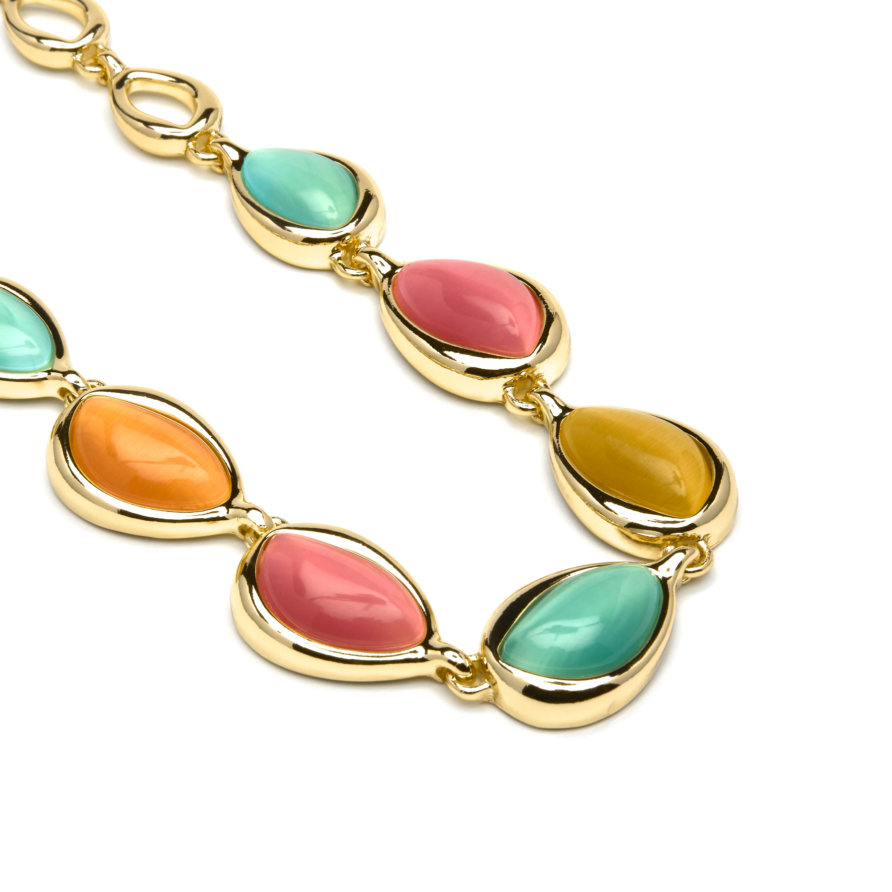 Collar acabado oro amarillo de 18k y Ojo de Gato Multicolor - Dulfo - Image 5