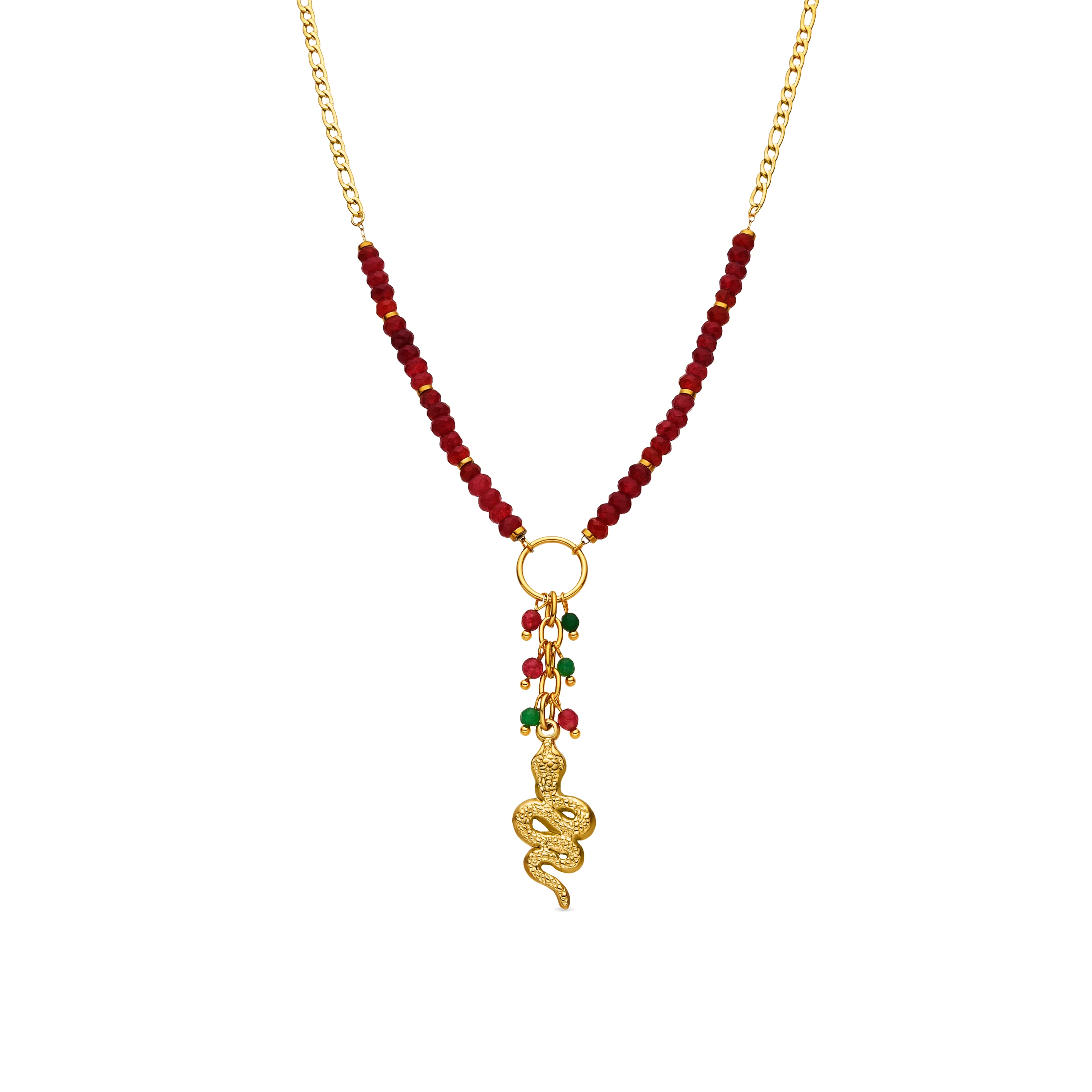 Collar con Cristal Rojo acabado oro 18k - Edrak