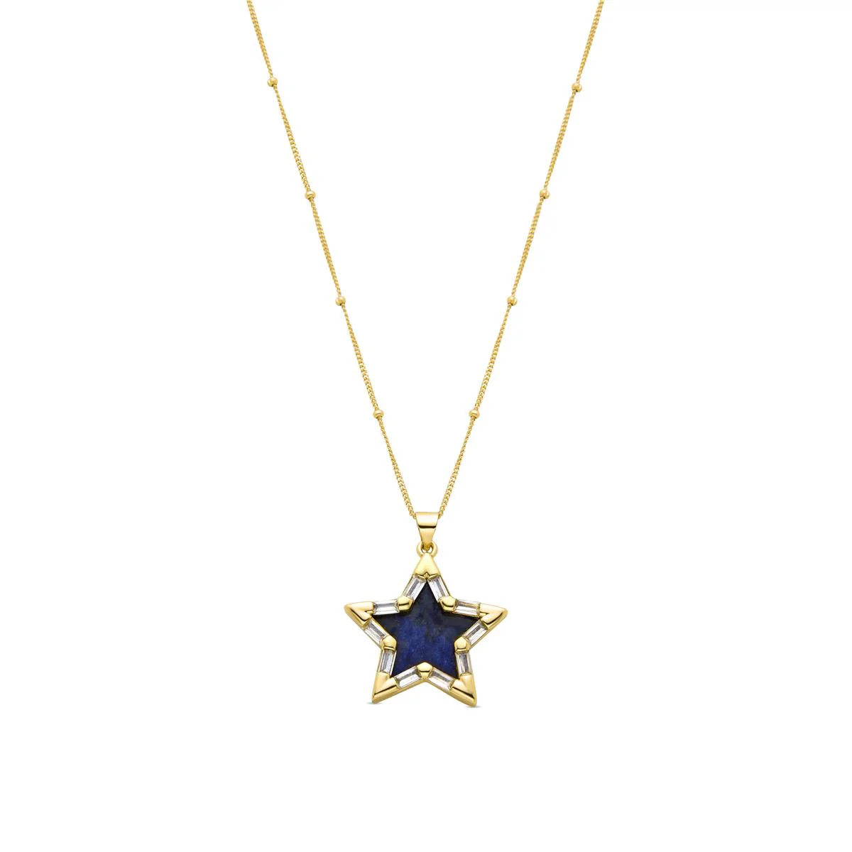 Collar Estrella acabado en oro 18k - Estrella AZUL
