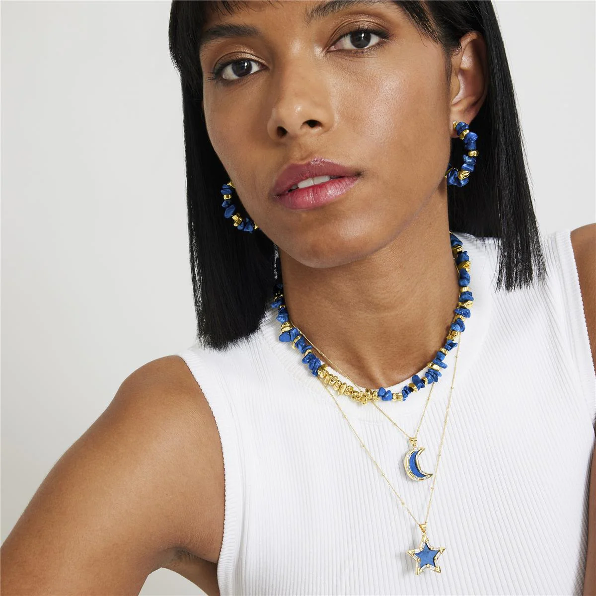 Collar Estrella acabado en oro 18k - Estrella AZUL - Image 4