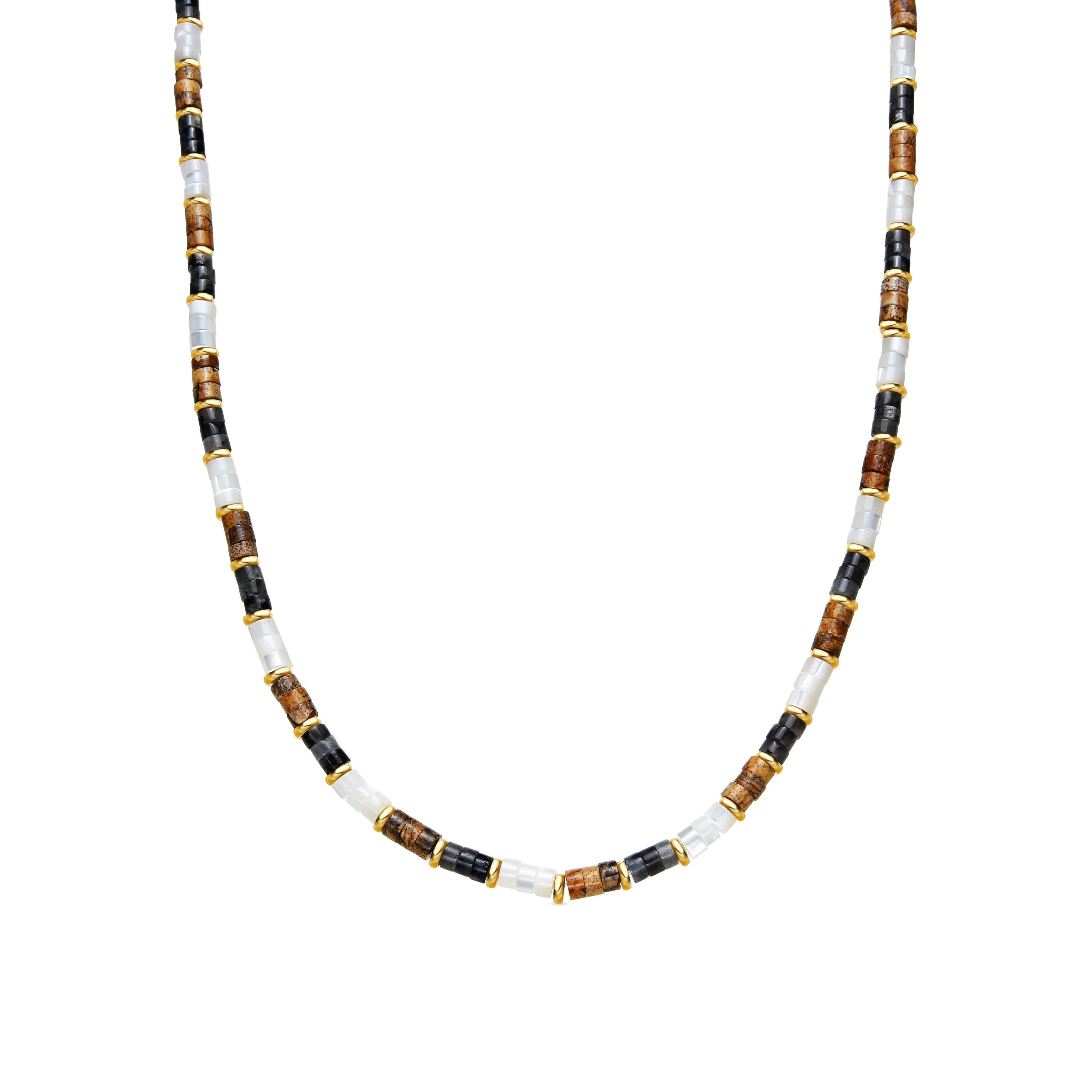 Collar de Plata de Ley 925 y Ojo de Tigre acabado oro amarillo de 18k - Fale