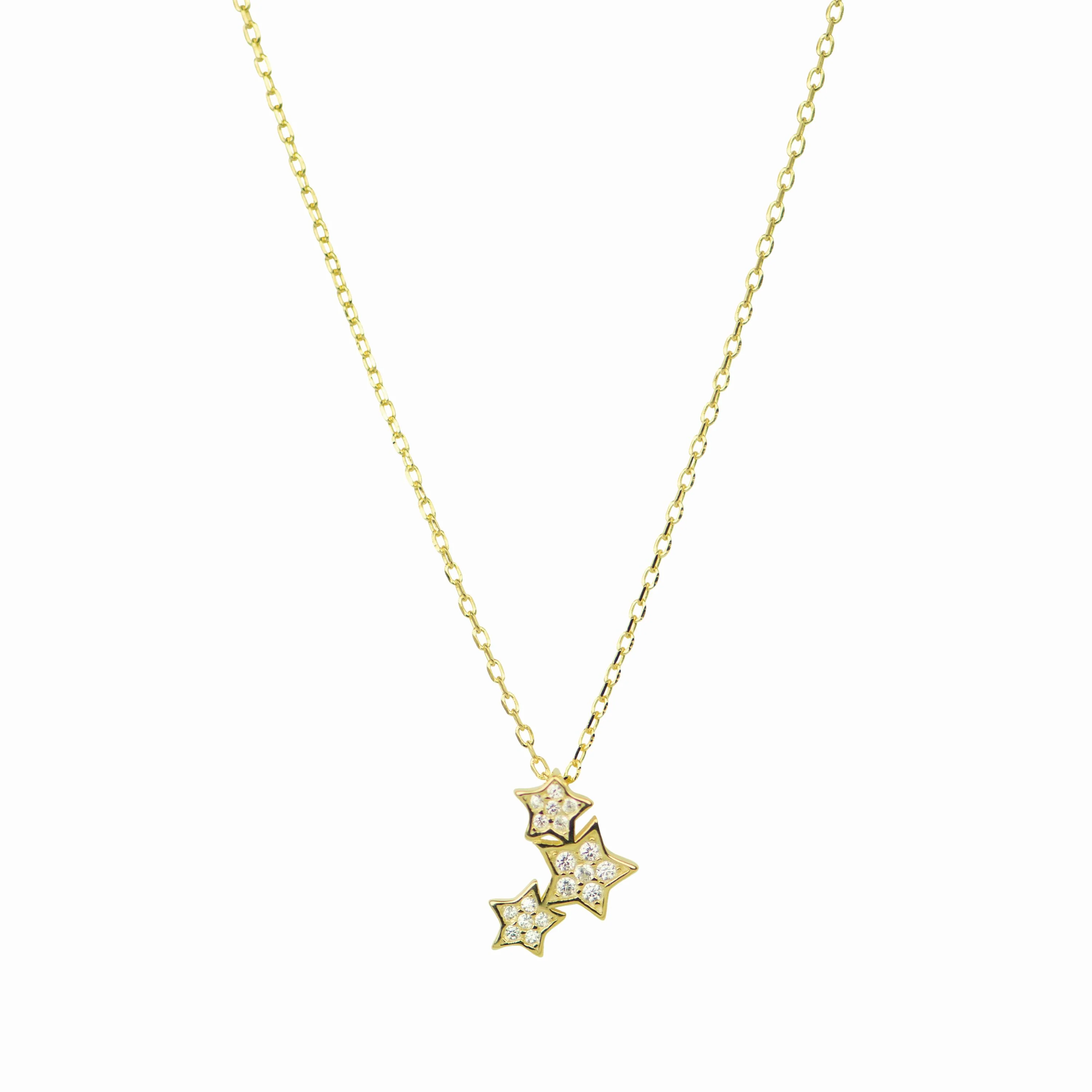 Collar de Plata de Ley 925 con Circonita Brillante acabado en oro amarillo 18K - Familia