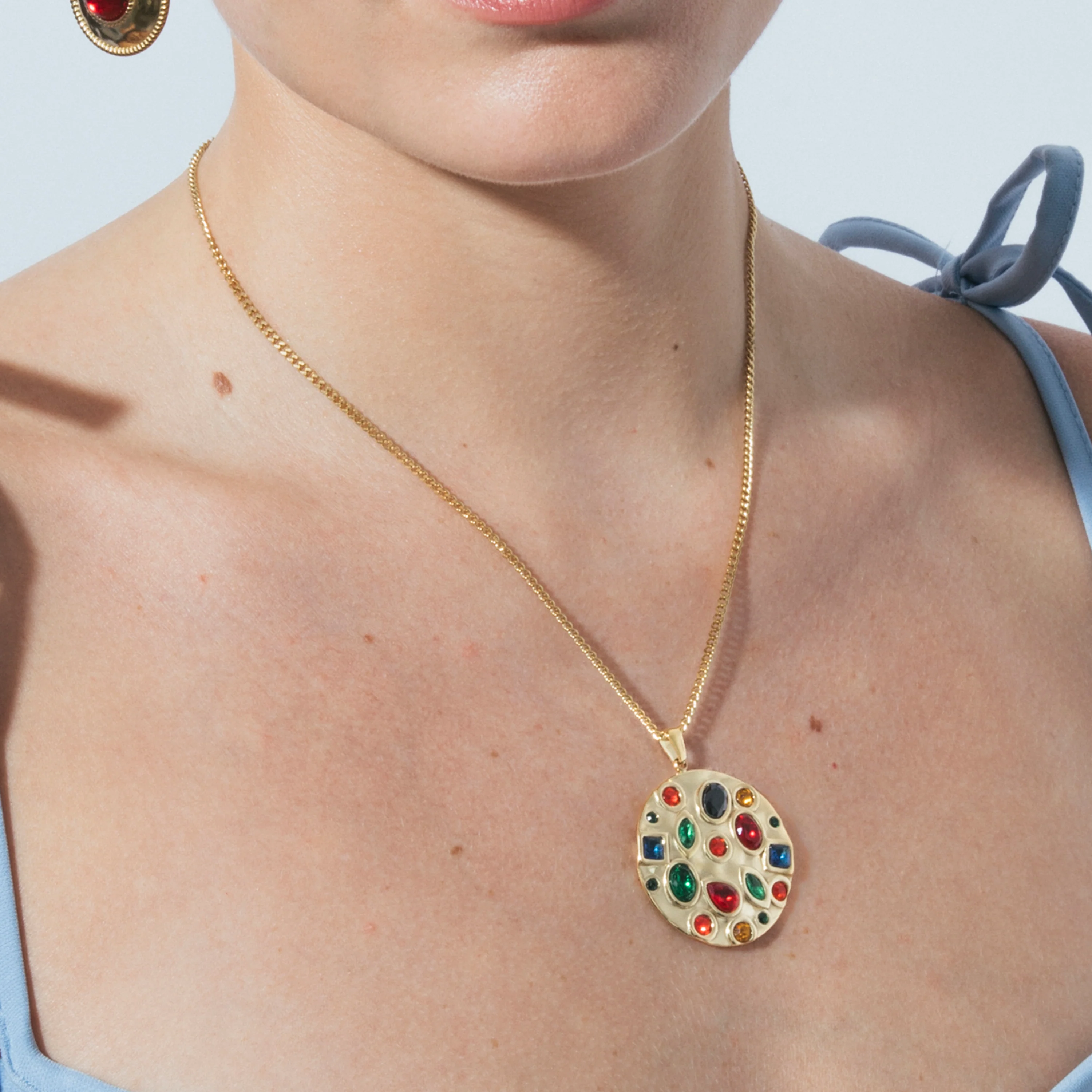 Collar de Cuarzo Hidrotermal Multicolor acabado en oro amarillo 18k - Fansya - Image 4
